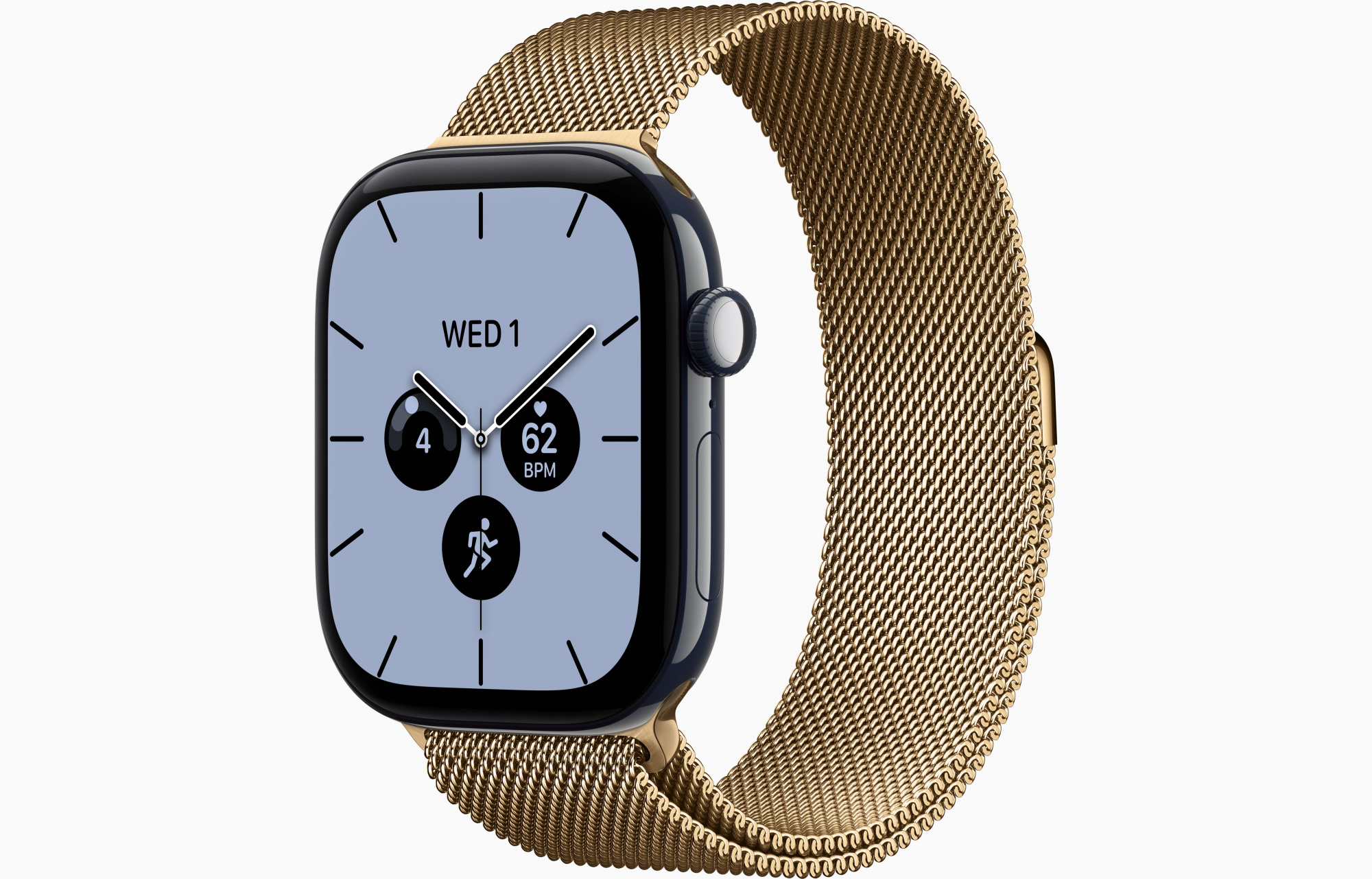 Apple Watch Series 12 (46mm, Night Blue, Milanese Loop, Radiant Gold, S/M)