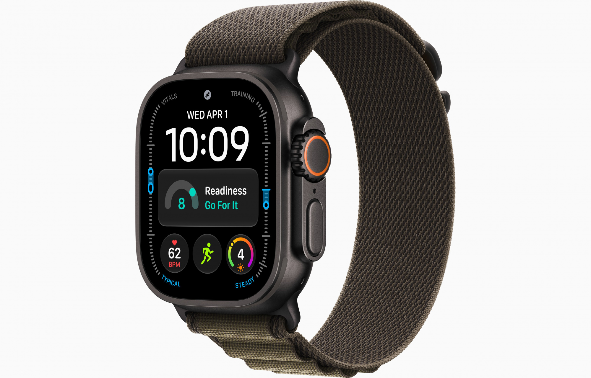 Apple Watch Ultra 4 (49mm, Black Titanium, Alpine Loop, Dark Olive, L)