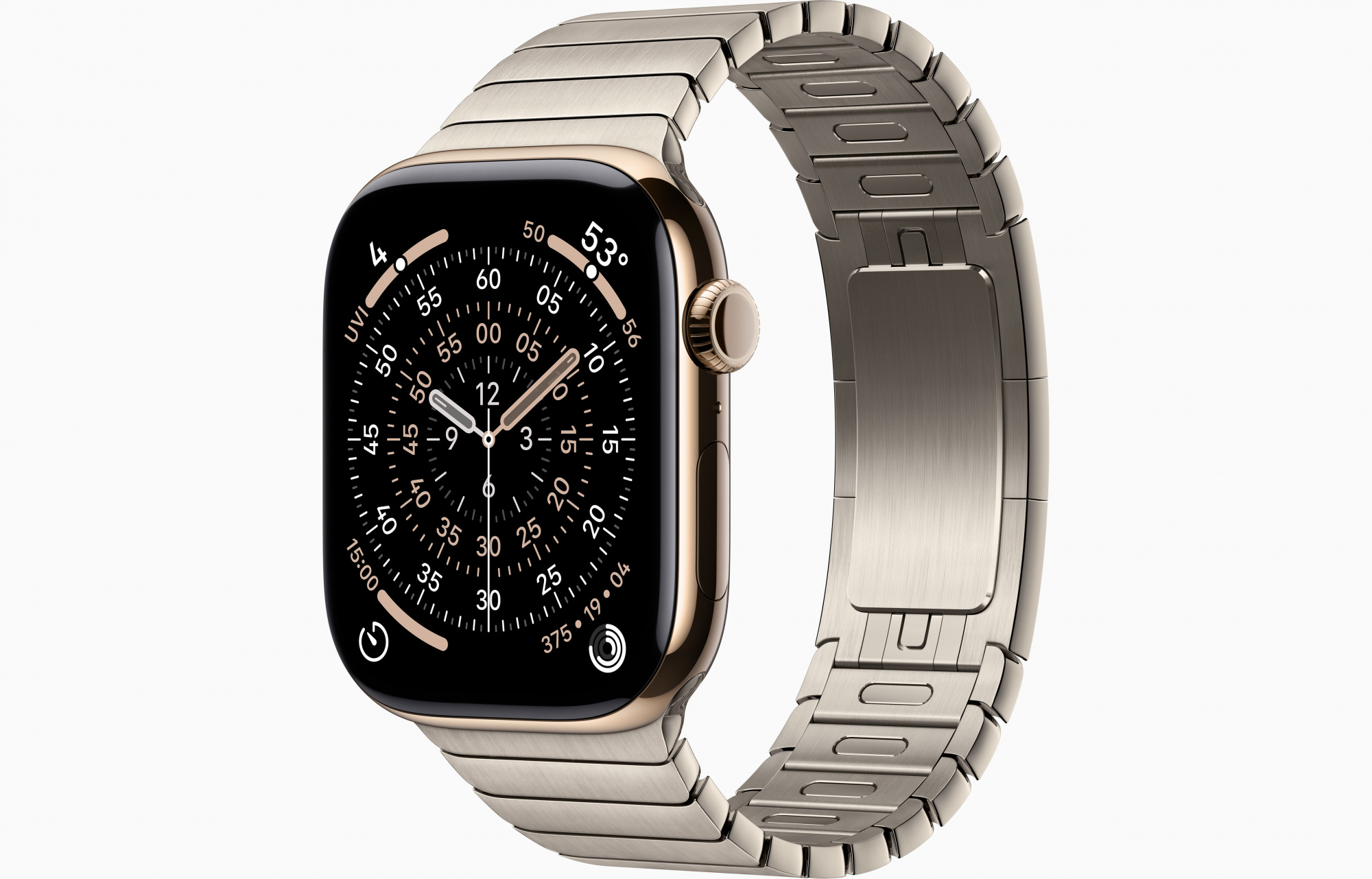 Apple Watch Series 11 (42mm, Gold Titanium, Link Bracelet, Natural, M/L)