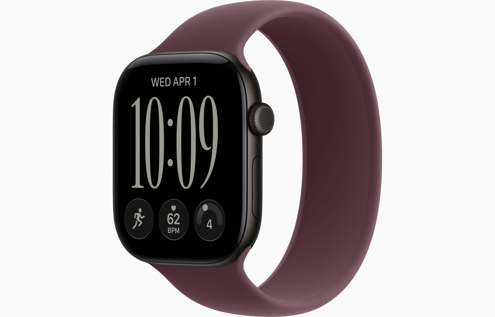 Apple Watch Series 12 (46mm, Black, Solo Loop, Burgundy, One Size)