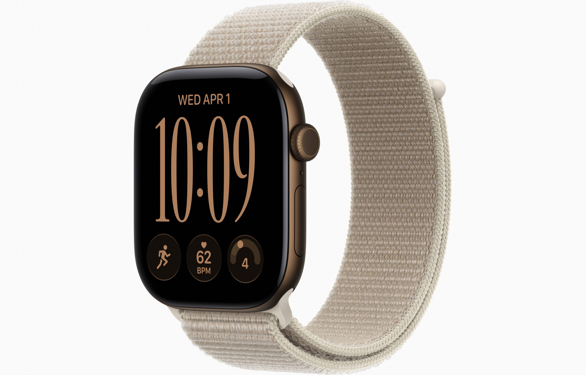 Apple Watch Series 12 (46mm, Dark Bronze, Sport Loop, Limestone, One Size)