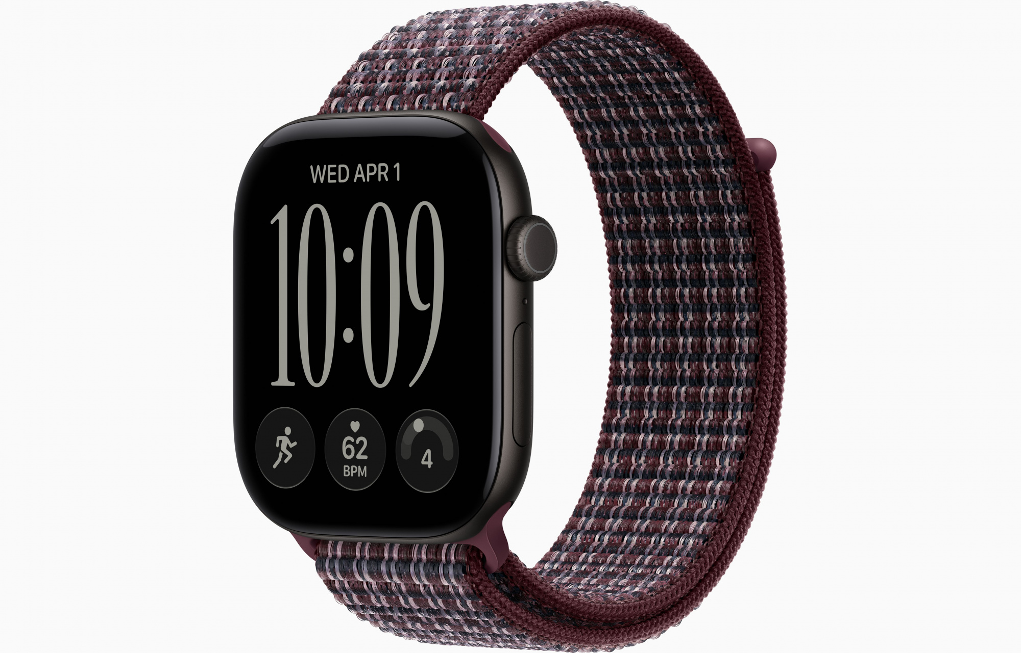 Apple Watch Series 12 (46mm, Black, Sport Loop, Burgundy Plaid, One Size)