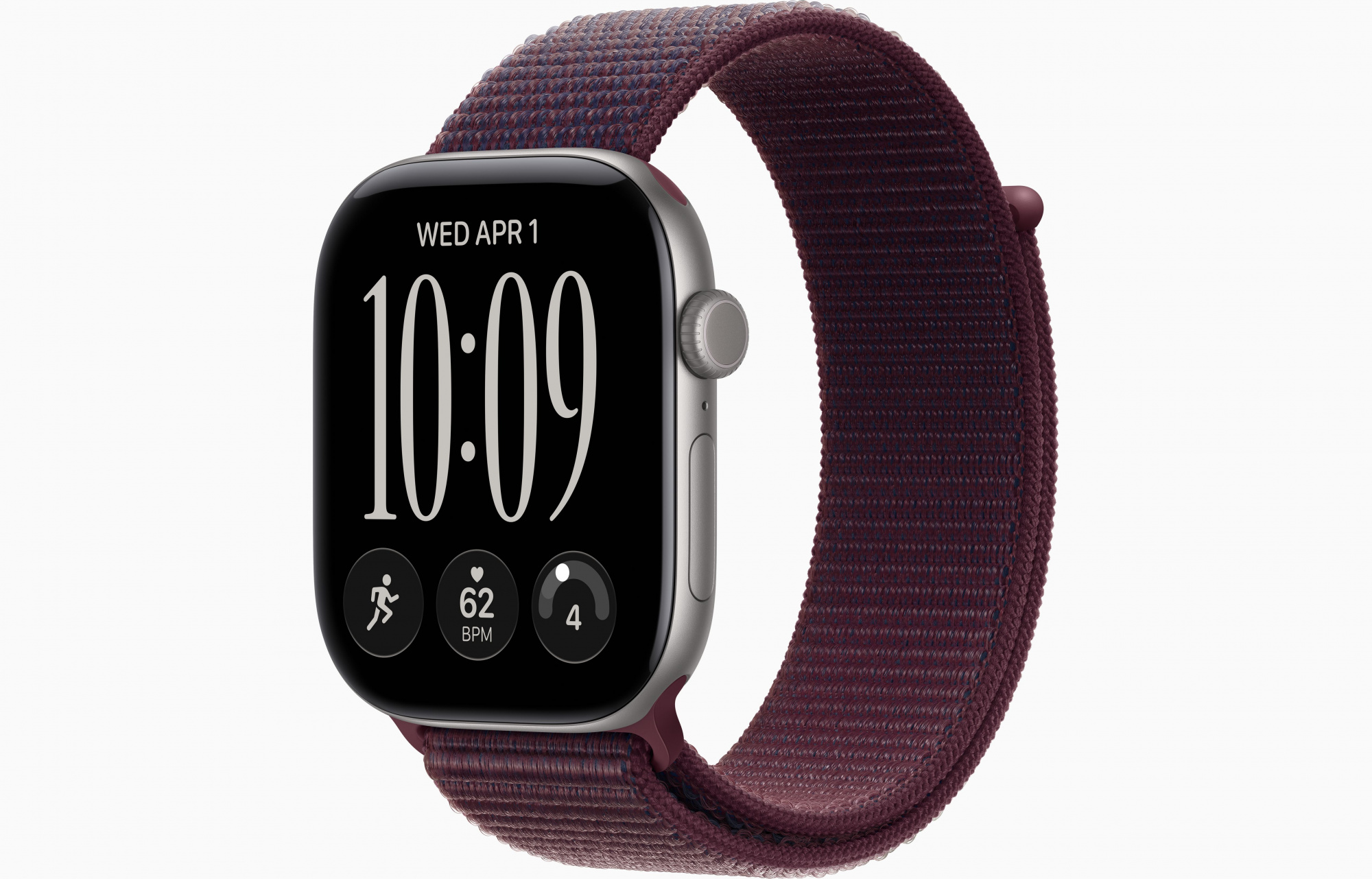 Apple Watch Series 12 (46mm, Space Gray, Sport Loop, Burgundy, One Size)