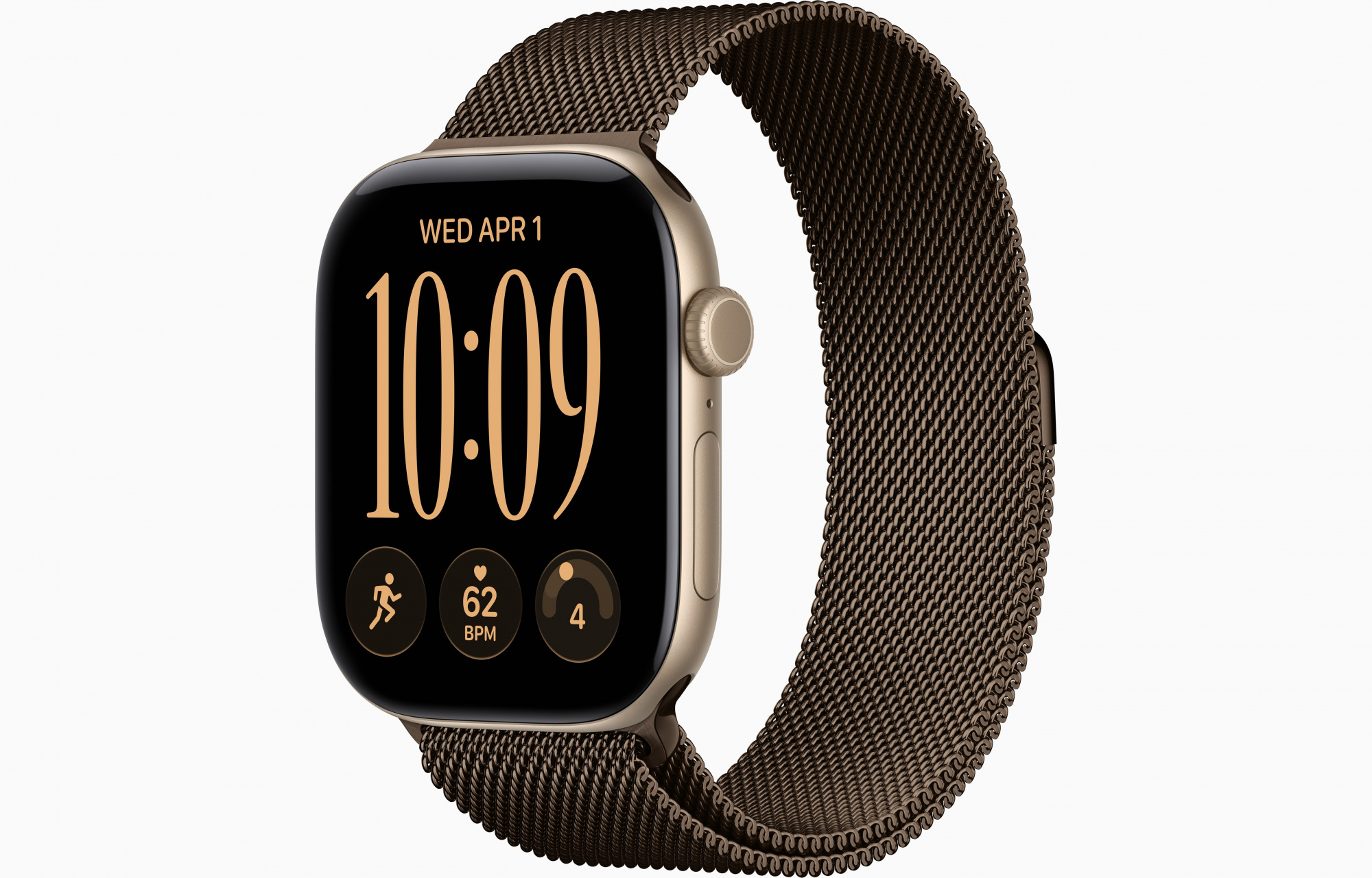 Apple Watch Series 12 (46mm, Light Gold, Milanese Loop, Dark Bronze, S/M)