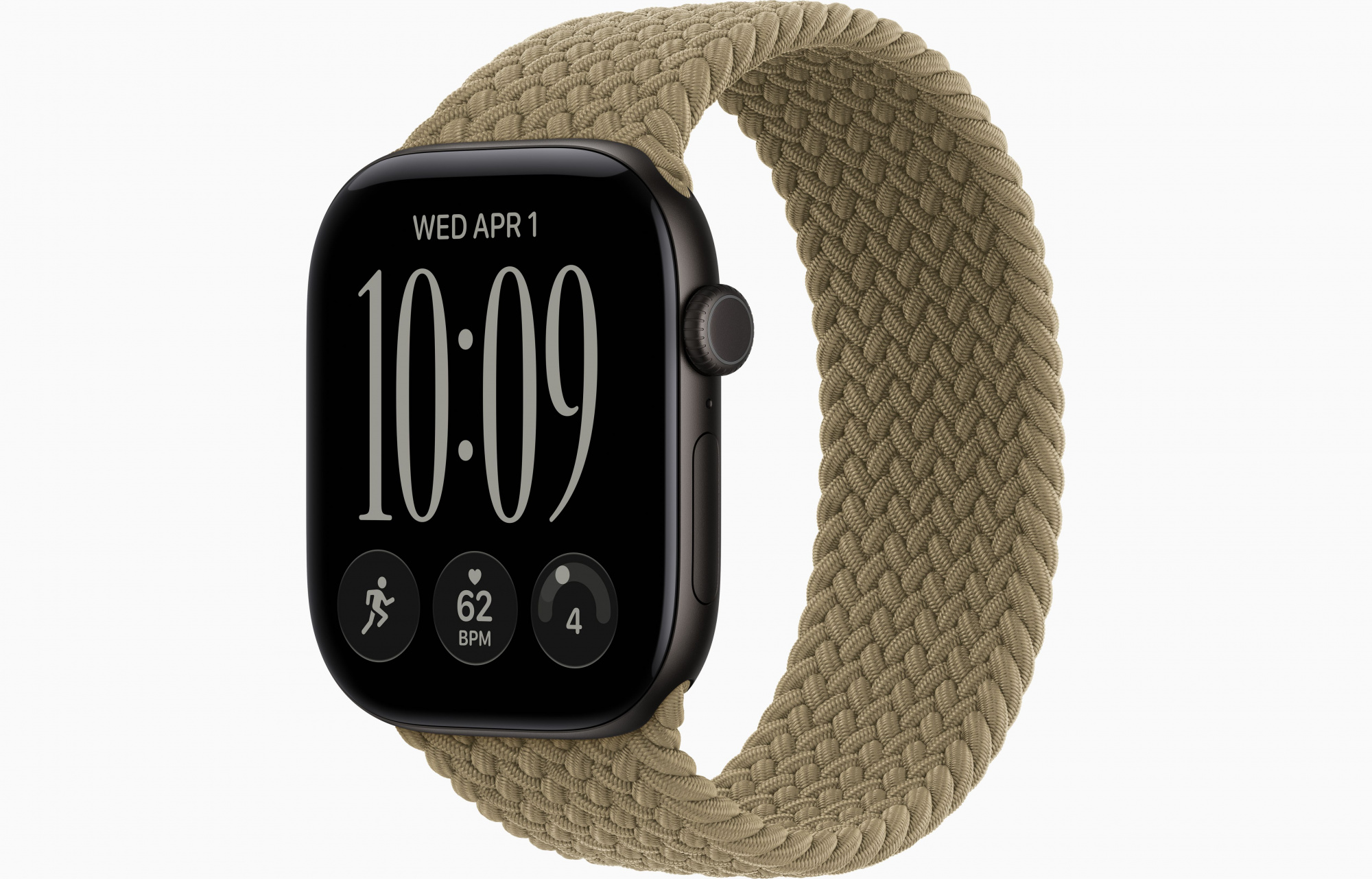 Apple Watch Series 12 (46mm, Black, Braided Solo Loop, Olive, One Size)