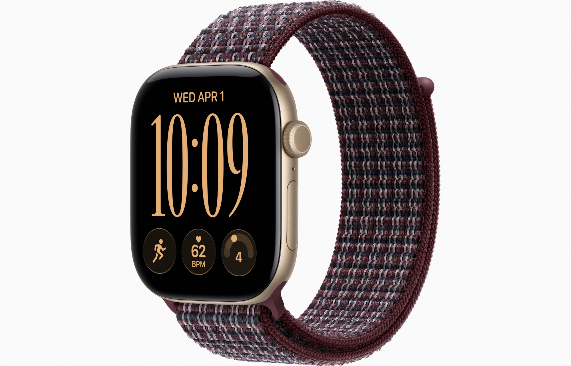 Apple Watch Series 12 (46mm, Light Gold, Sport Loop, Burgundy Plaid, One Size)