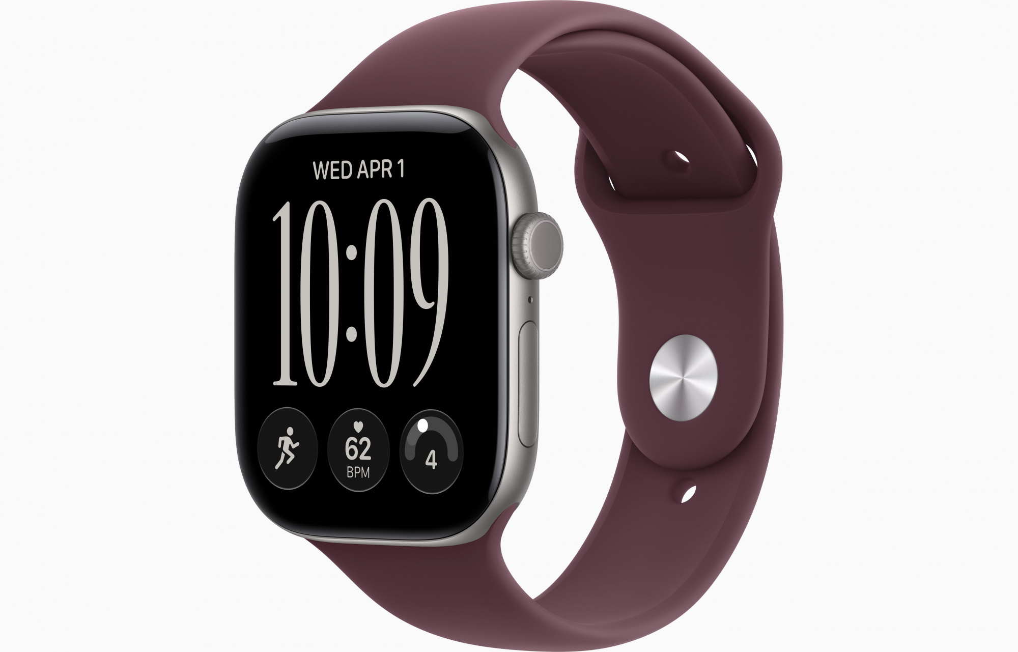 Apple Watch Series 12 (46mm, Space Gray, Sport Band, Burgundy, S/M)