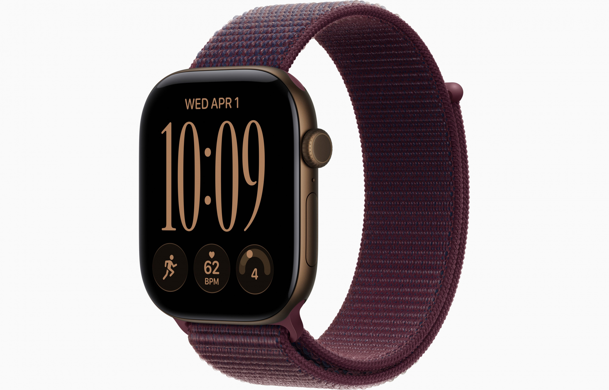 Apple Watch Series 12 (42mm, Dark Bronze, Sport Loop, Burgundy, One Size)