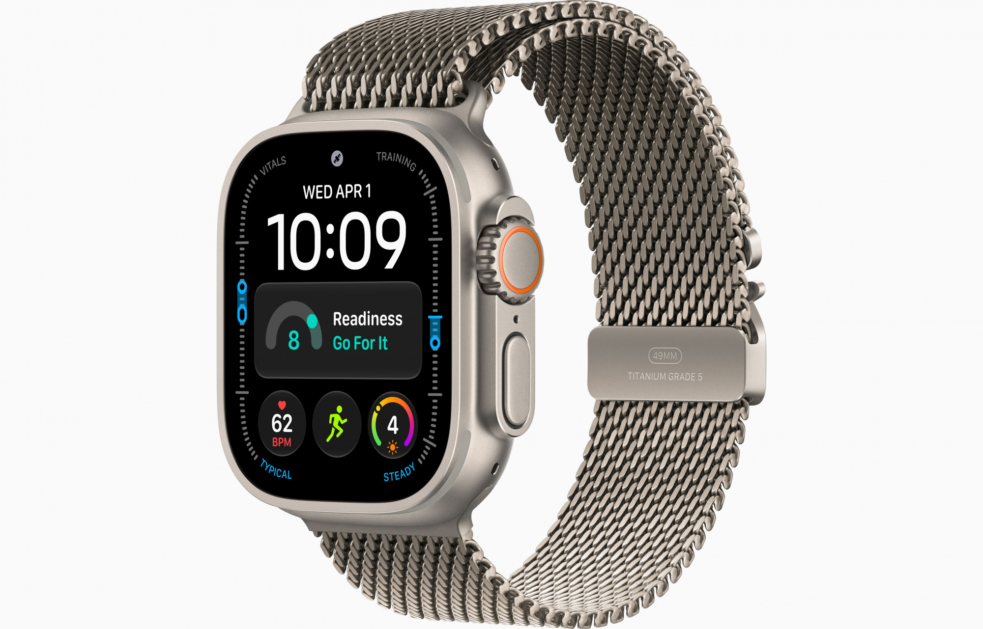 Apple Watch Ultra 4 (49mm, Natural Titanium, Milanese Loop, Natural, M)