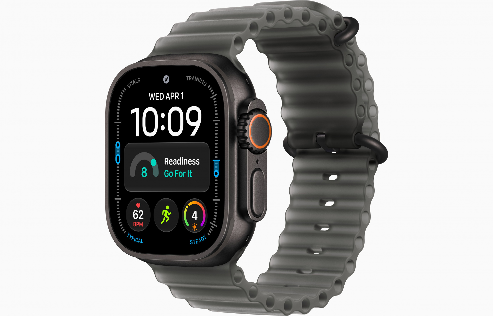 Apple Watch Ultra 4 (49mm, Black Titanium, Ocean Band, Translucent Black, One Size)