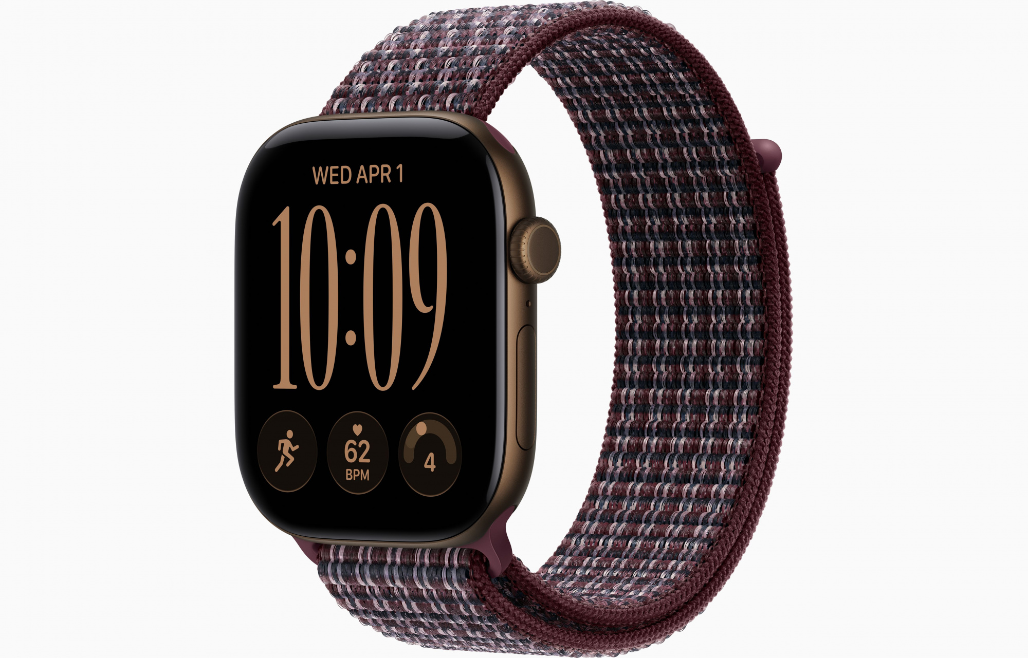 Apple Watch Series 12 (46mm, Dark Bronze, Sport Loop, Burgundy Plaid, One Size)