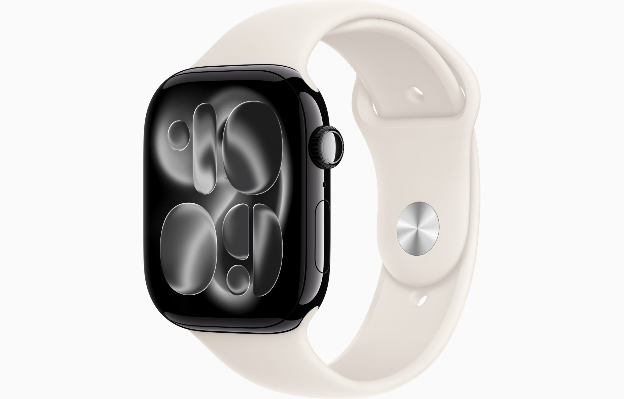 Apple Watch Series 11 (46mm, Jet Black, Sport Band, Starlight, M/L)