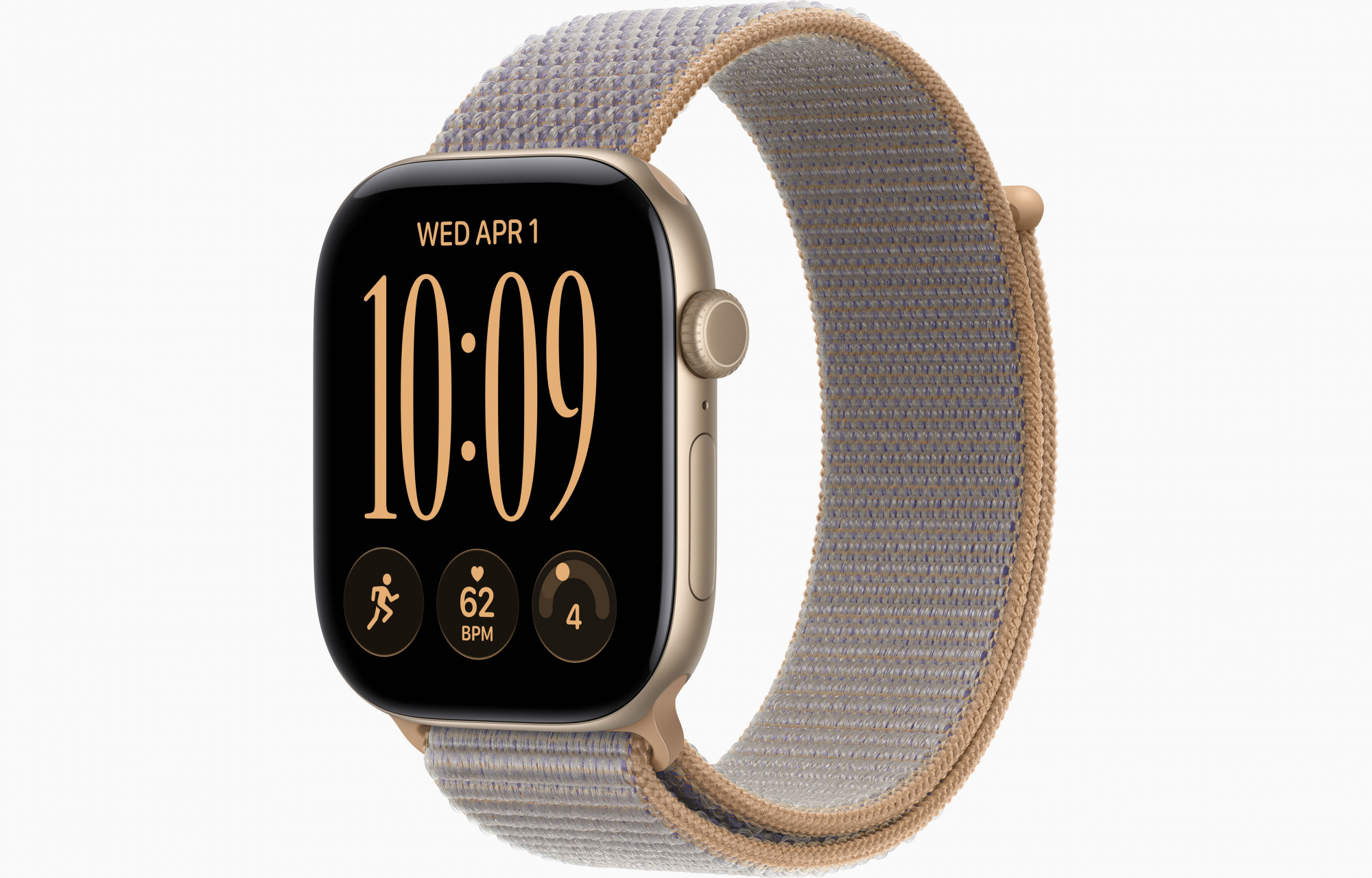 Apple Watch Series 12 (46mm, Light Gold, Sport Loop, Chambray Blue, One Size)