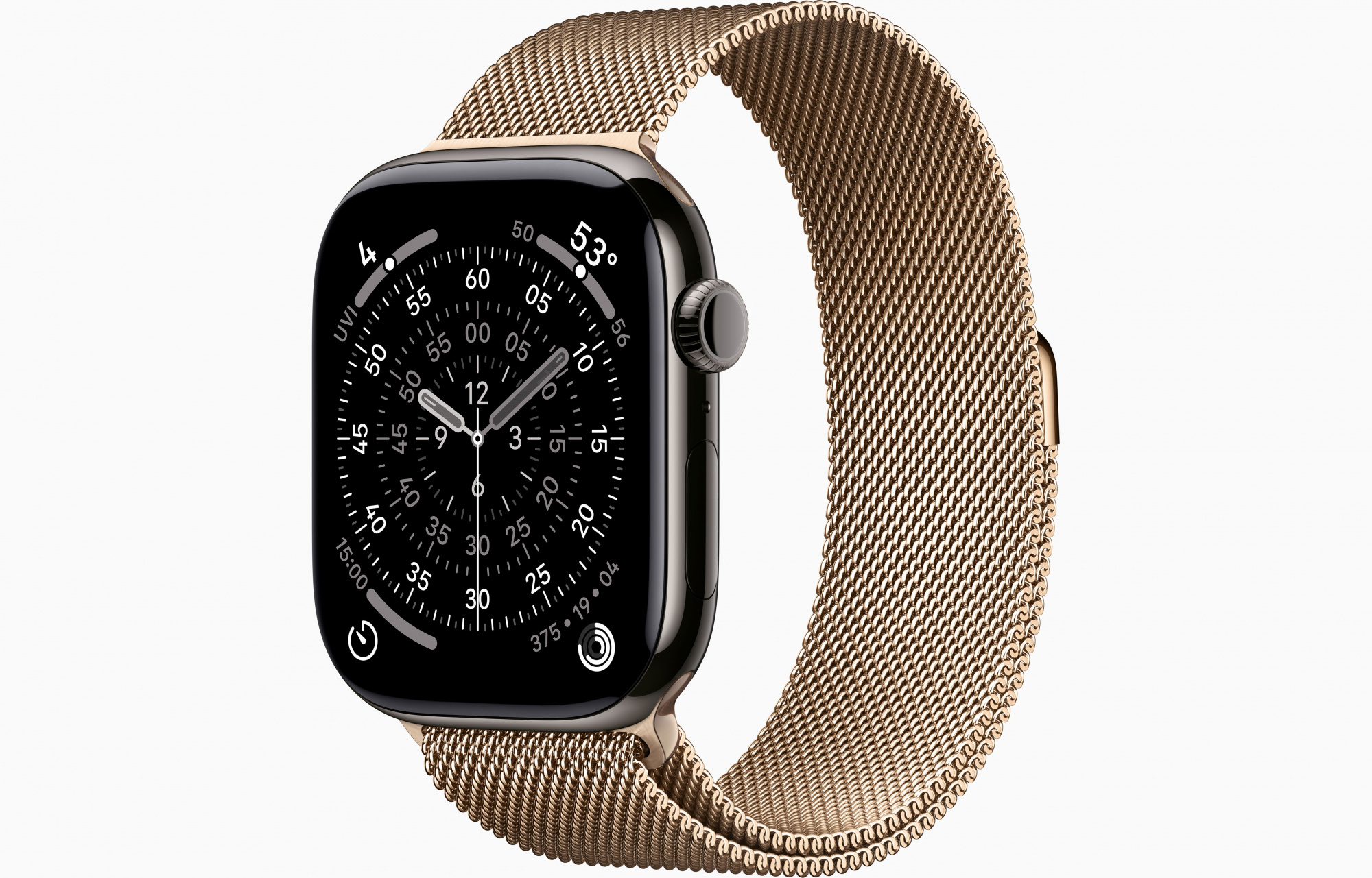 Apple Watch Series 11 (46mm, Slate Titanium, Milanese Loop, Gold, S/M)