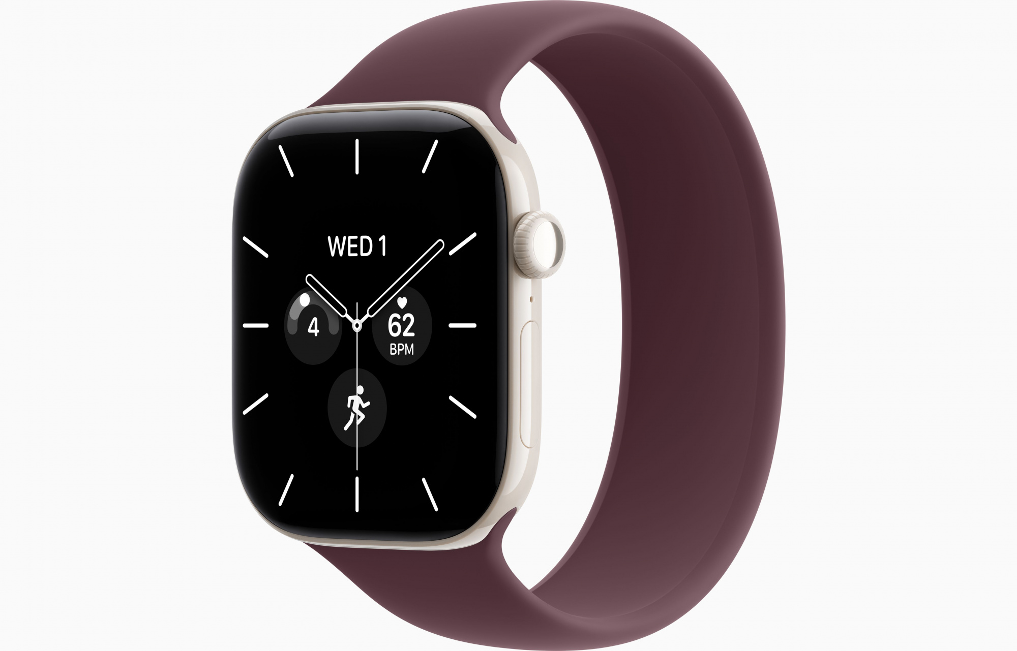 Apple Watch Series 12 (46mm, Pearl White, Solo Loop, Burgundy, One Size)