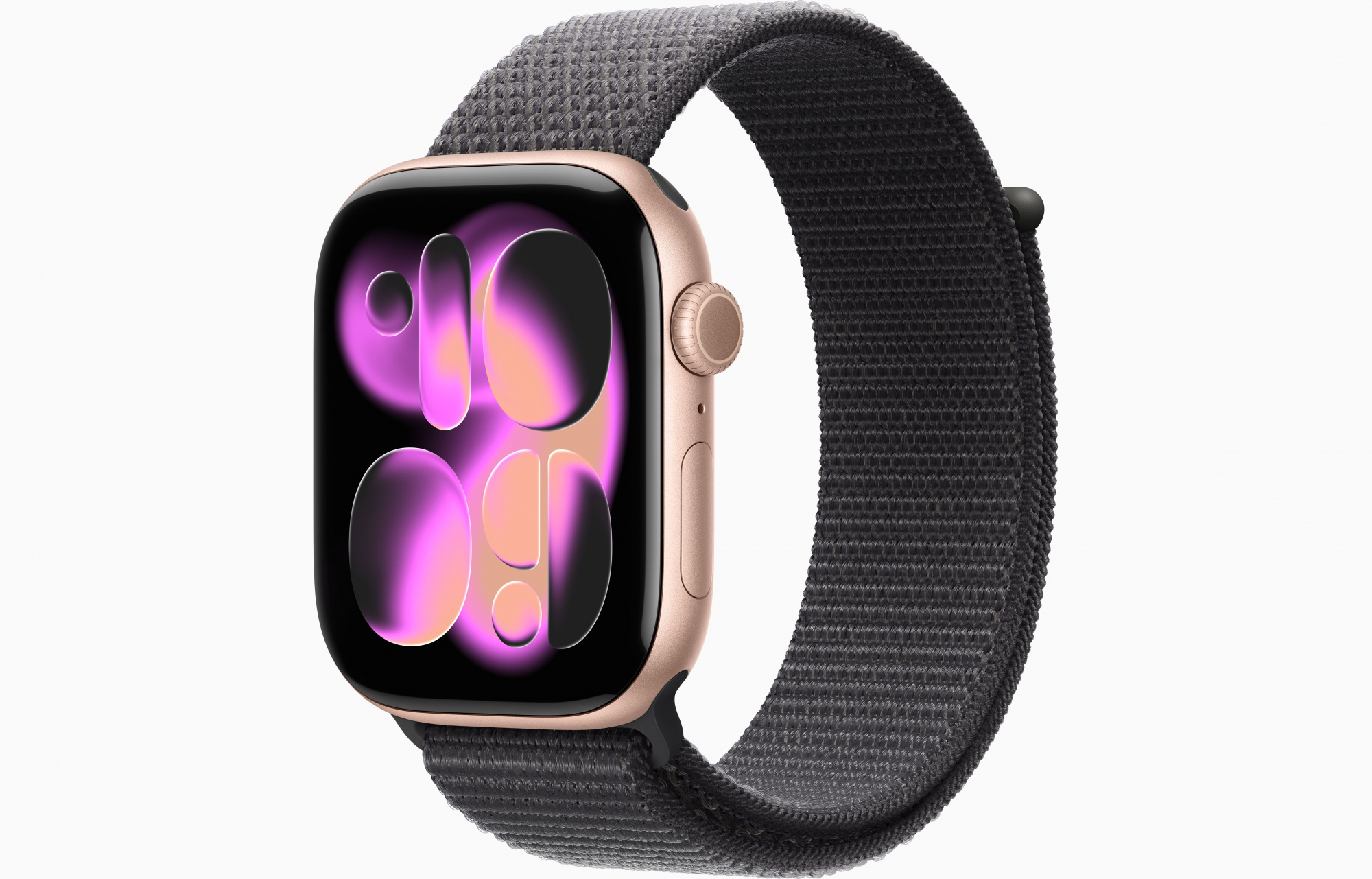 Apple Watch Series 11 (46mm, Rose Gold, Sport Loop, Dark Gray, One Size)