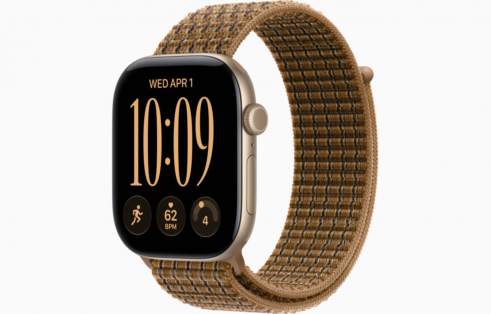 Apple Watch Series 12 (46mm, Light Gold, Sport Loop, Light Umber Plaid, One Size)