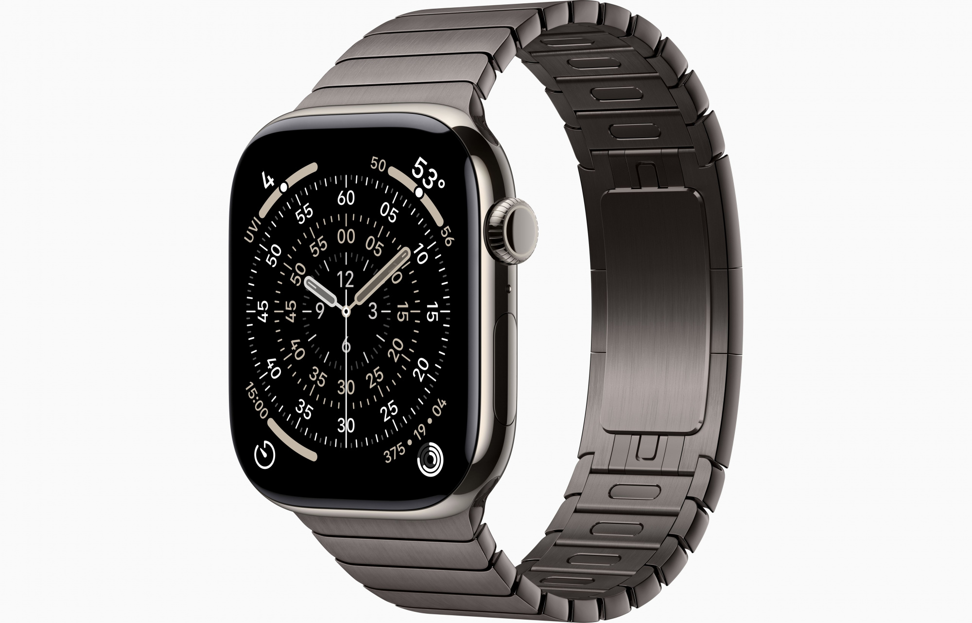 Apple Watch Series 11 (46mm, Natural Titanium, Link Bracelet, Slate, M/L)