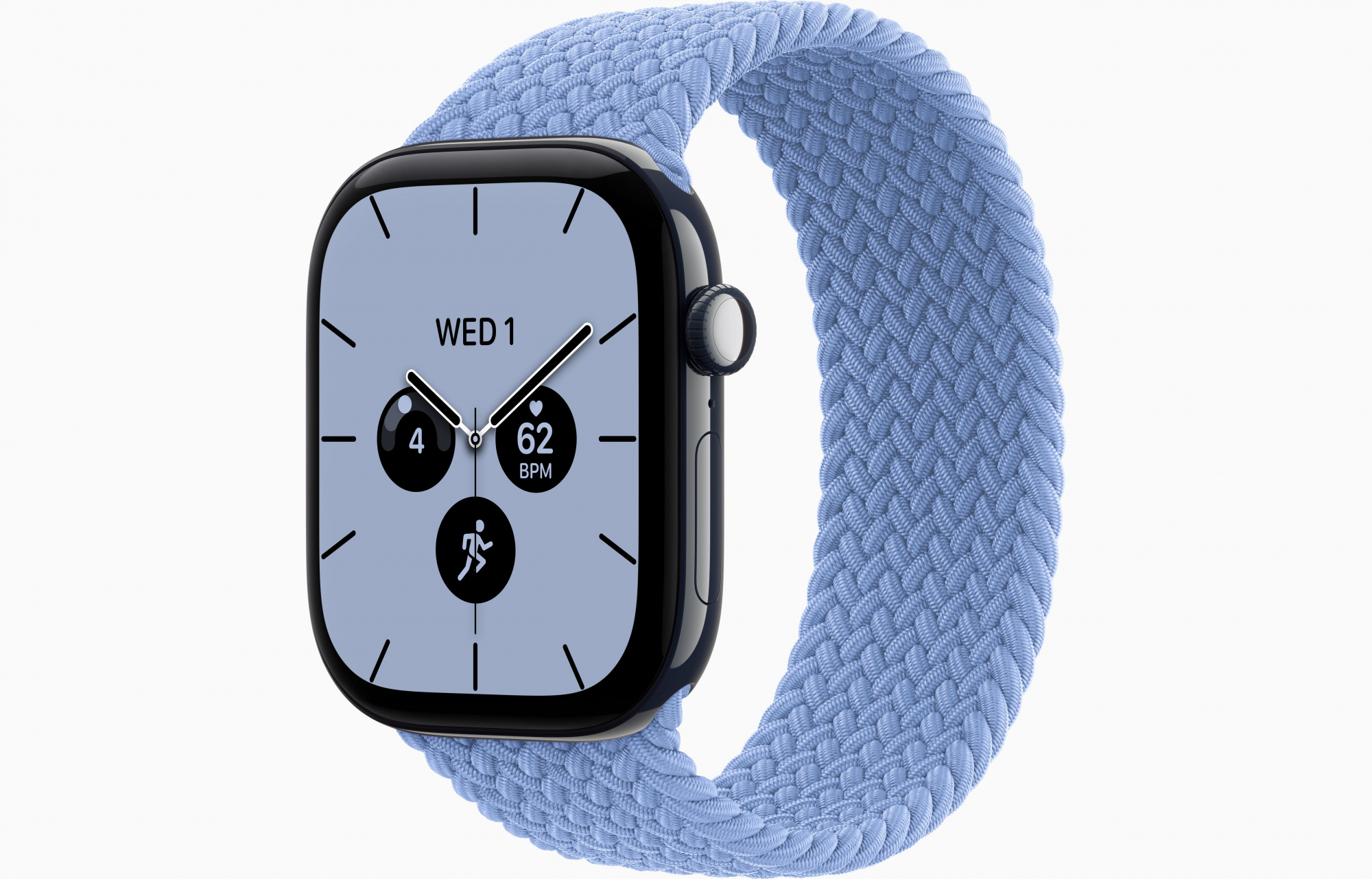 Apple Watch Series 12 (46mm, Night Blue, Braided Solo Loop, Wildflower Blue, One Size)