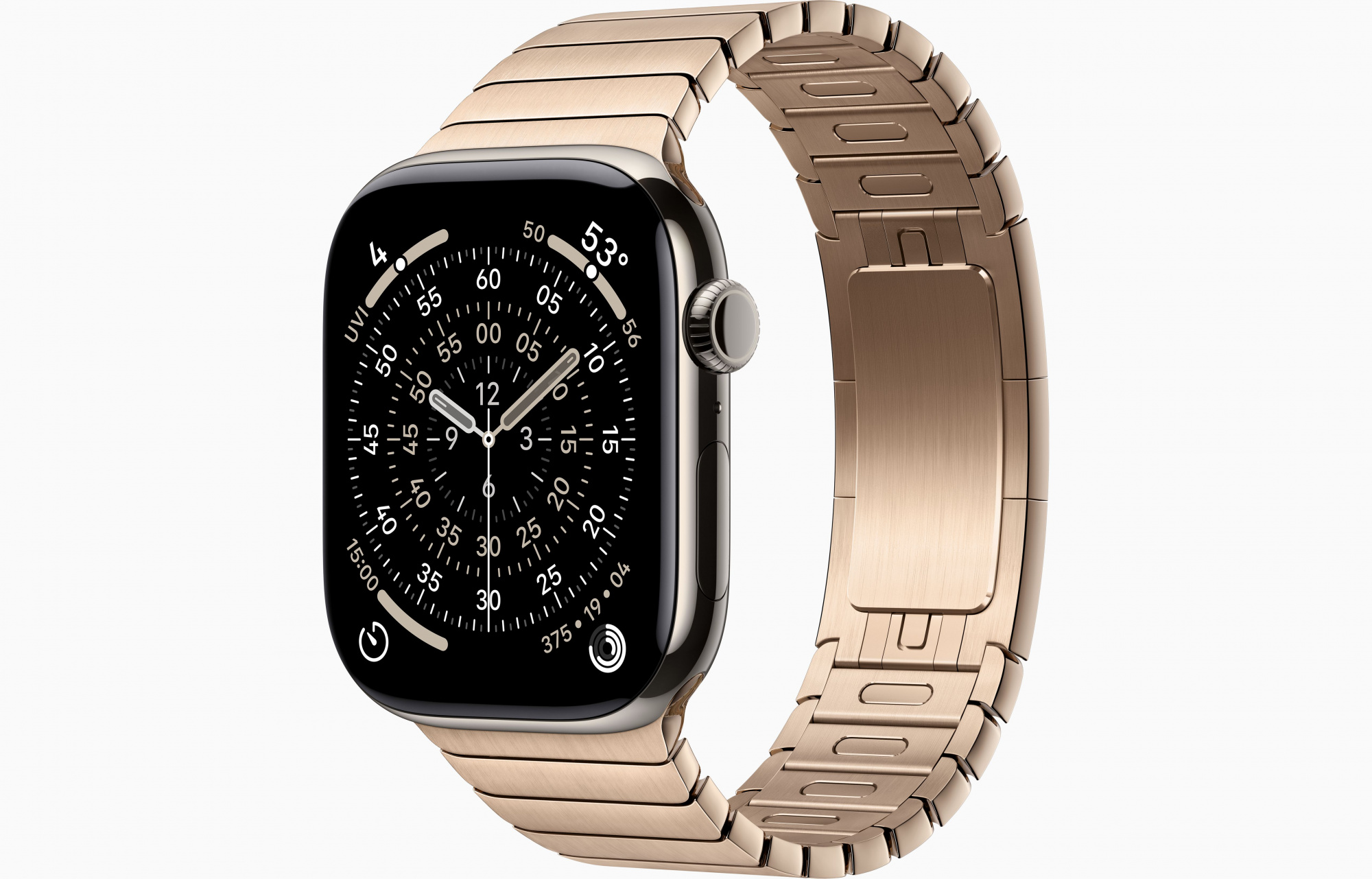 Apple Watch Series 11 (46mm, Natural Titanium, Link Bracelet, Gold, M/L)