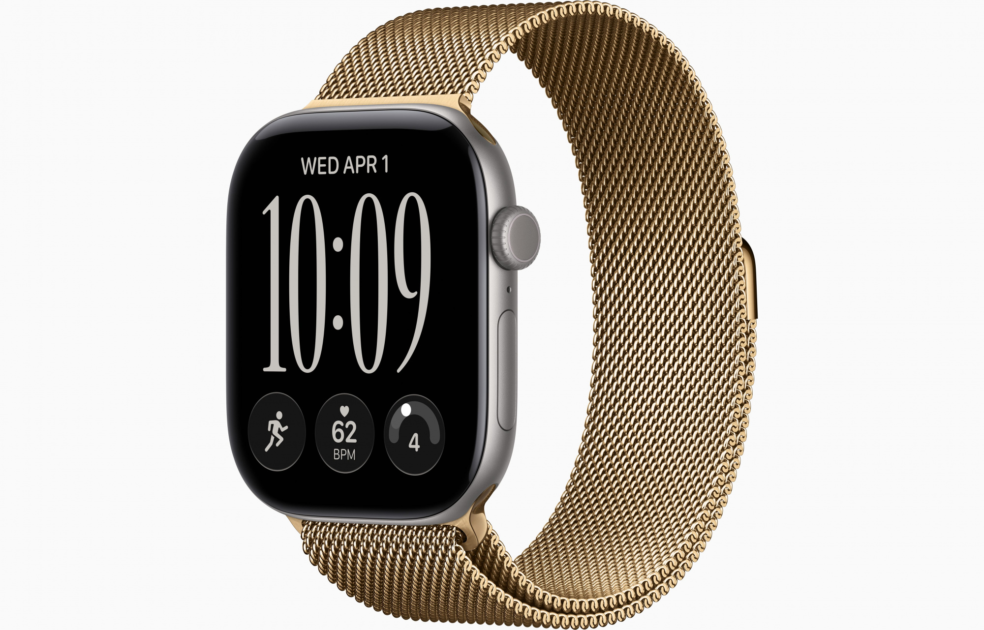 Apple Watch Series 12 (42mm, Space Gray, Milanese Loop, Radiant Gold, M/L)