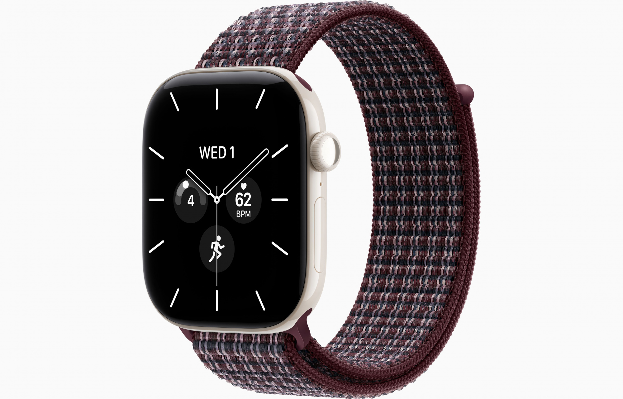 Apple Watch Series 12 (46mm, Pearl White, Sport Loop, Burgundy Plaid, One Size)
