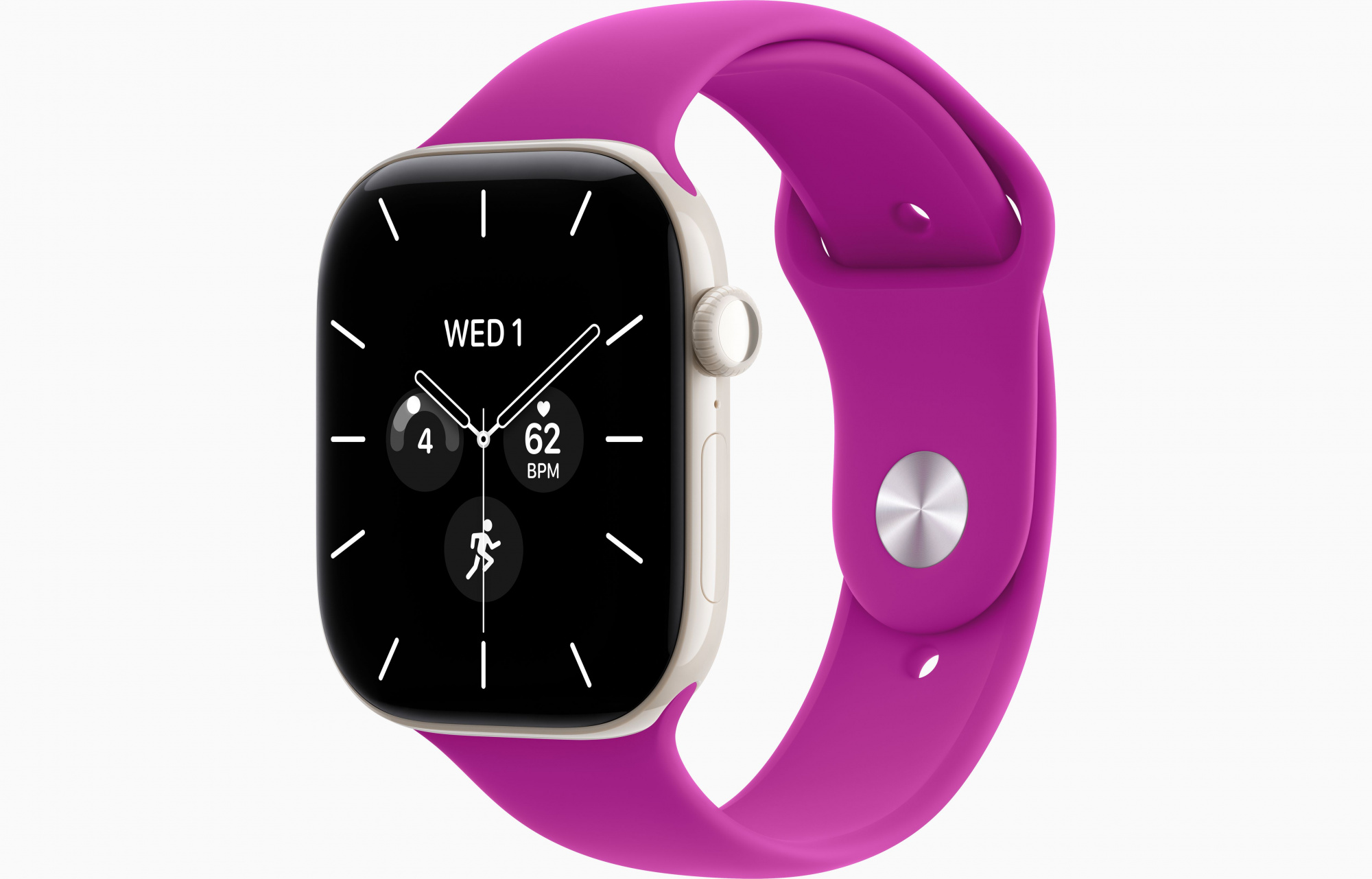 Apple Watch Series 12 (46mm, Pearl White, Sport Band, Magenta, M/L)