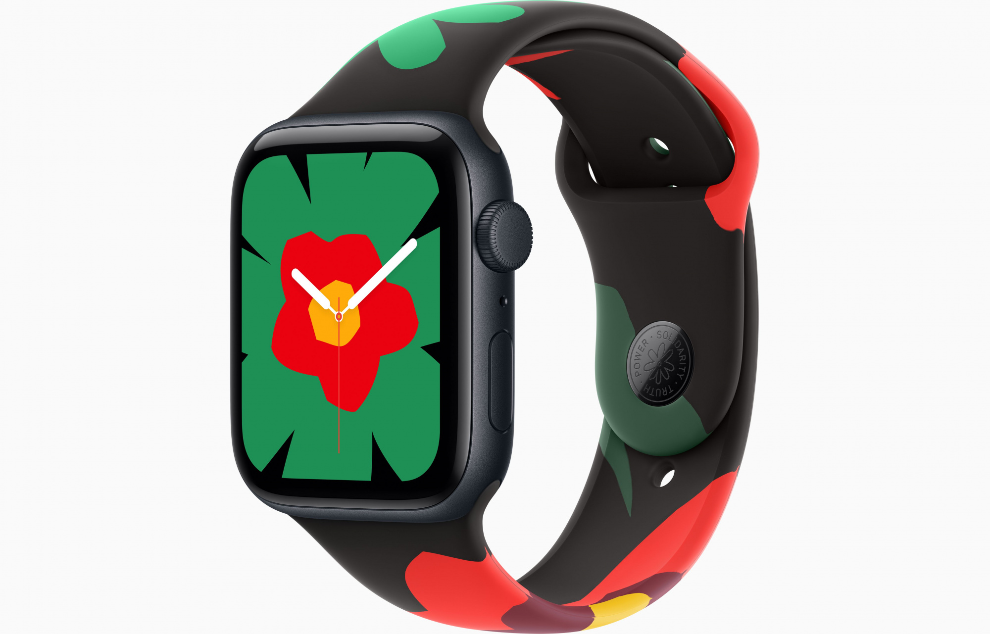 Apple Watch SE3  (44mm, Midnight, Sport Band, Black Unity - Unity Bloom, S/M)