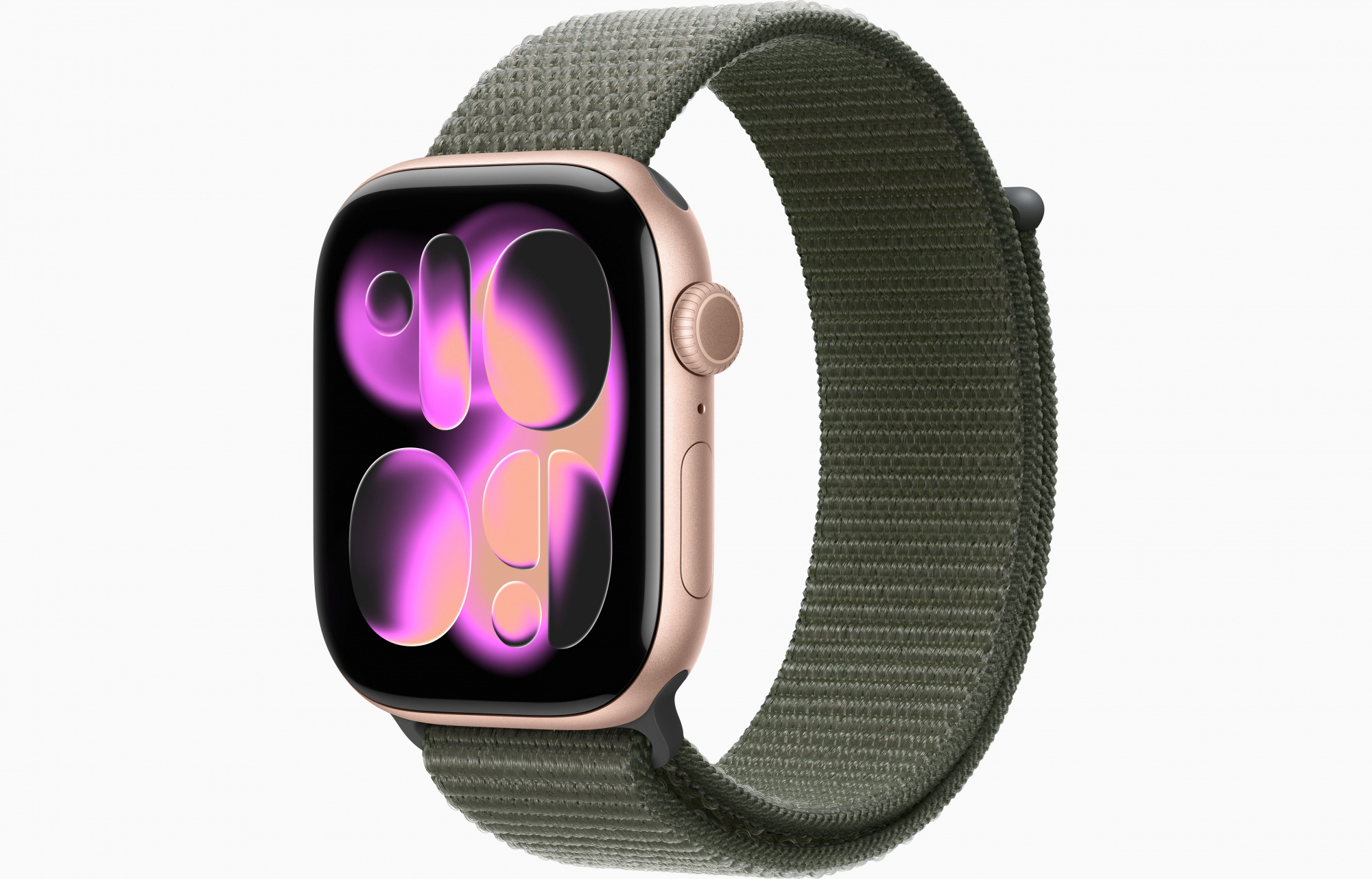Apple Watch Series 11 (46mm, Rose Gold, Sport Loop, Forest, One Size)