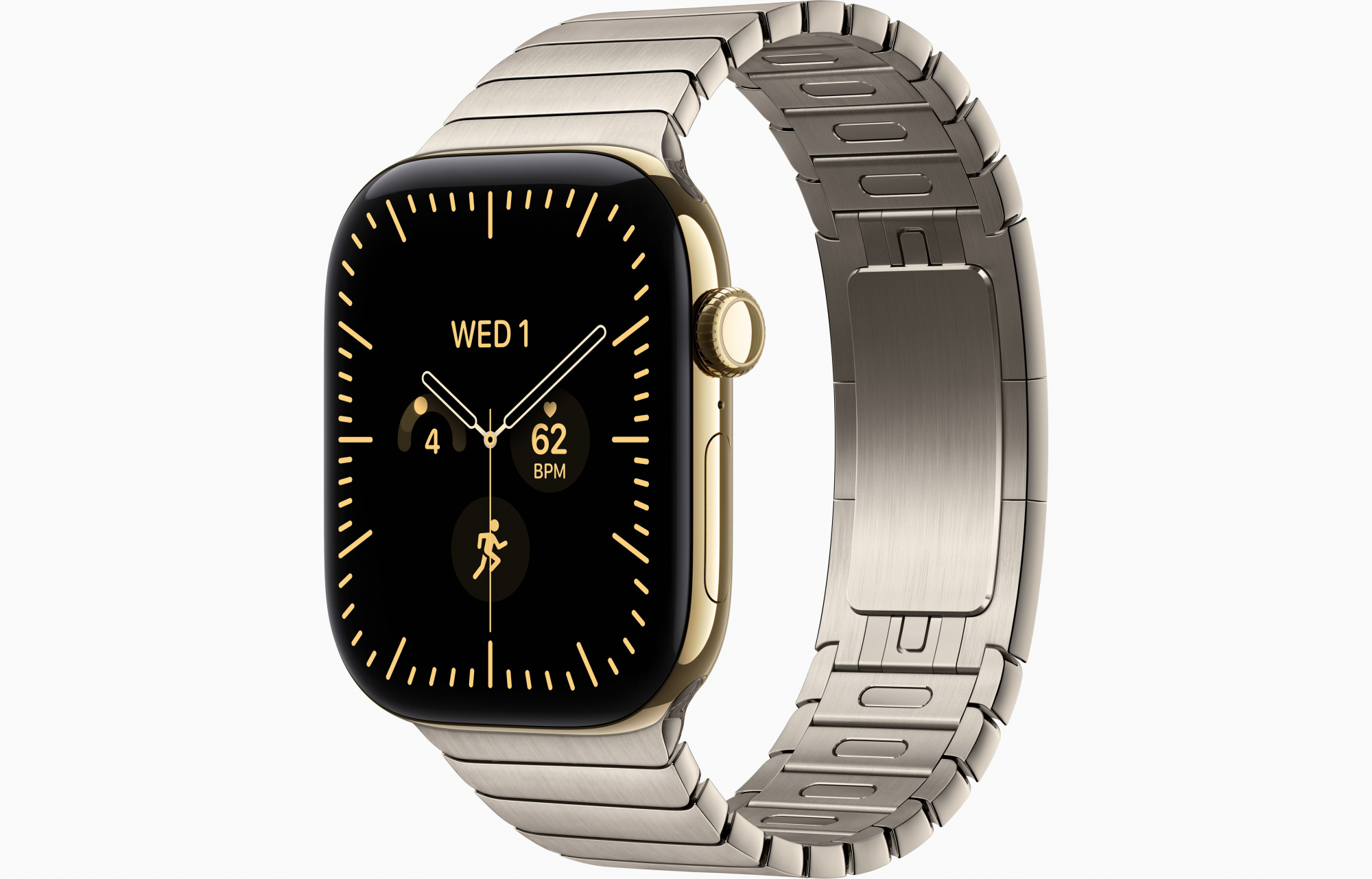 Apple Watch Series 12 (46mm, Radiant Gold, Link Bracelet, Natural, One Size)