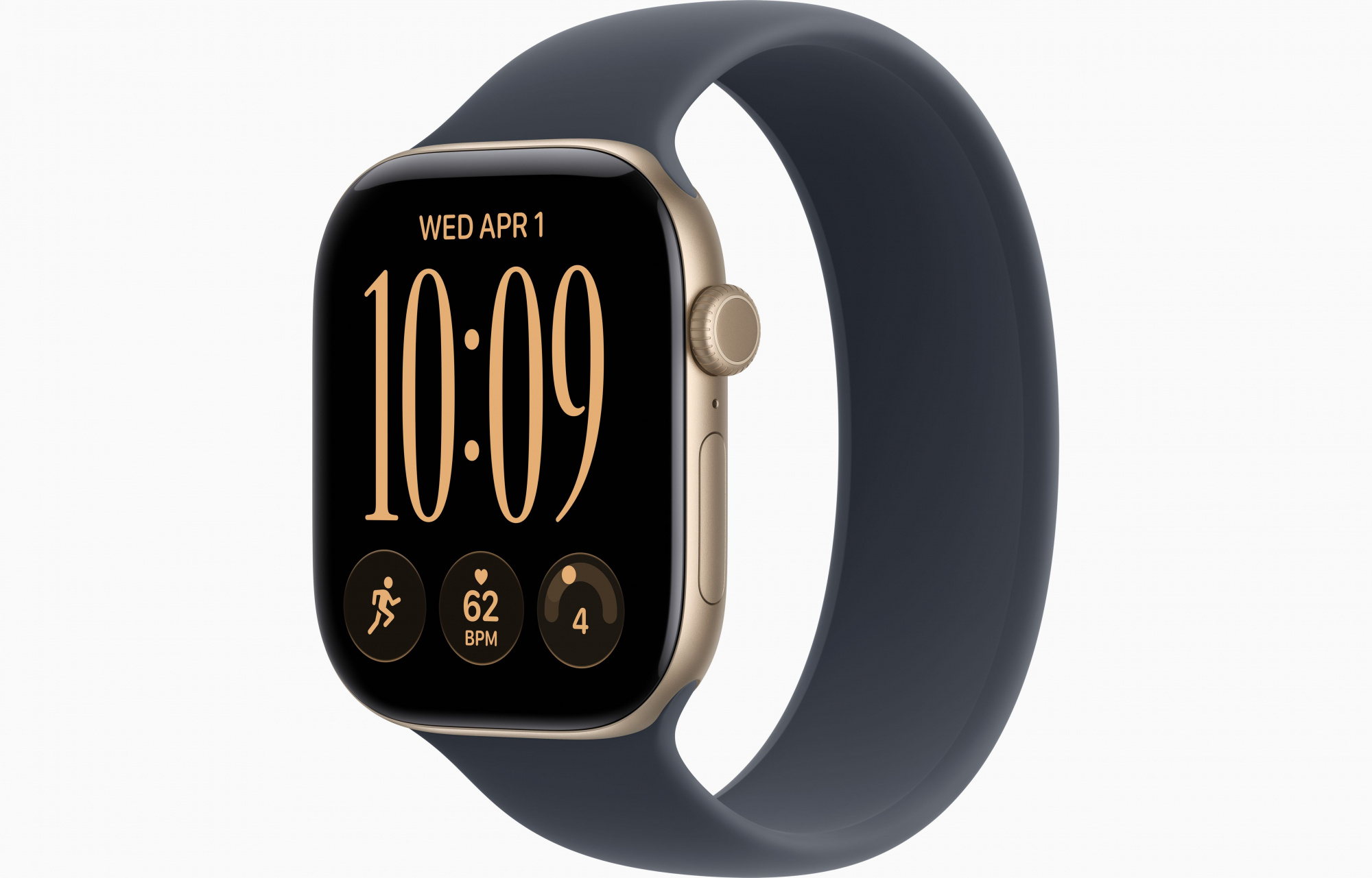 Apple Watch Series 12 (46mm, Light Gold, Solo Loop, Navy Blue, One Size)