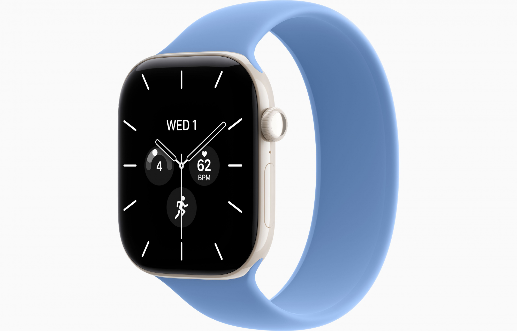 Apple Watch Series 12 (46mm, Pearl White, Solo Loop, Wildflower Blue, One Size)