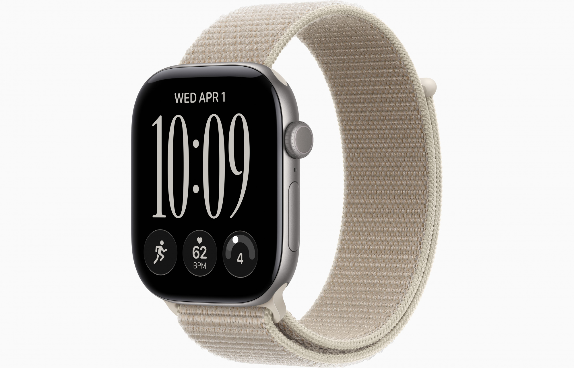 Apple Watch Series 12 (46mm, Space Gray, Sport Loop, Limestone, One Size)