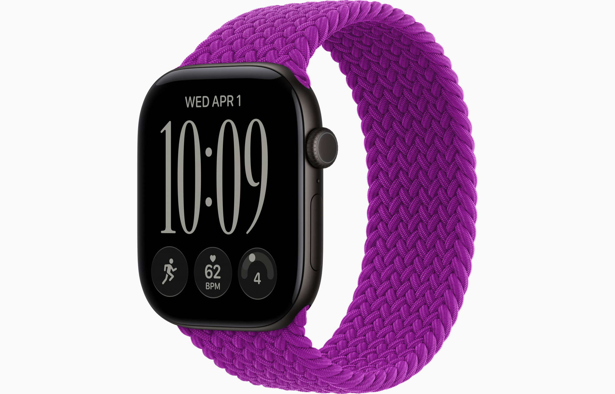 Apple Watch Series 12 (46mm, Black, Braided Solo Loop, Magenta, One Size)