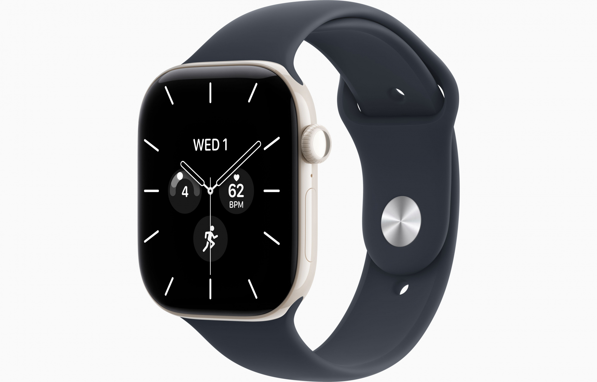 Apple Watch Series 12 (46mm, Pearl White, Sport Band, Navy Blue, M/L)