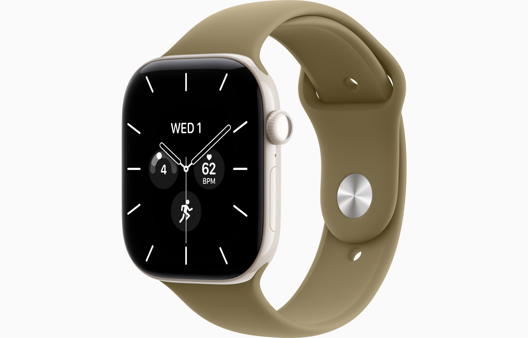 Apple Watch Series 12 (46mm, Pearl White, Sport Band, Olive, M/L)