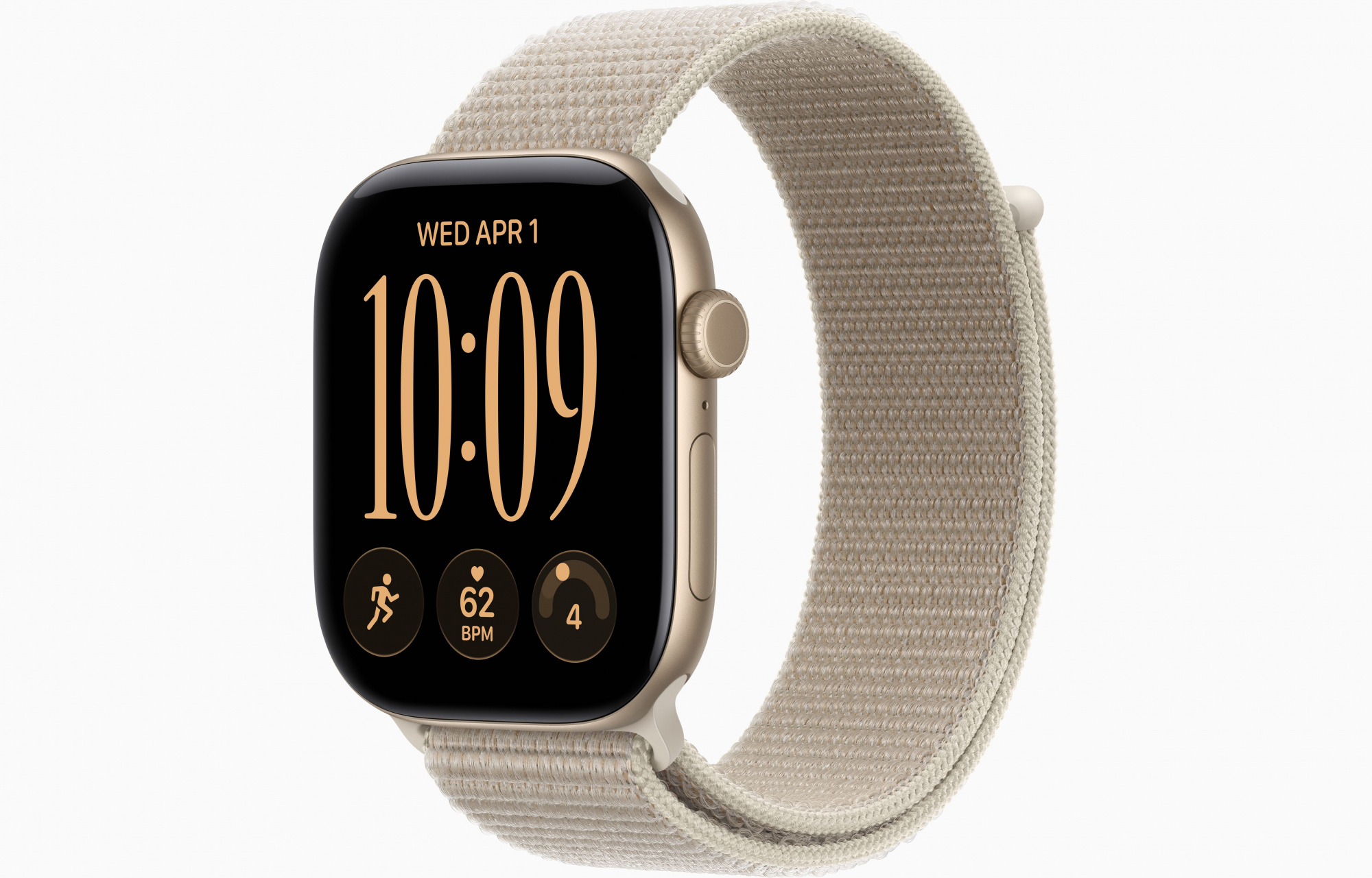Apple Watch Series 12 (46mm, Light Gold, Sport Loop, Limestone, One Size)
