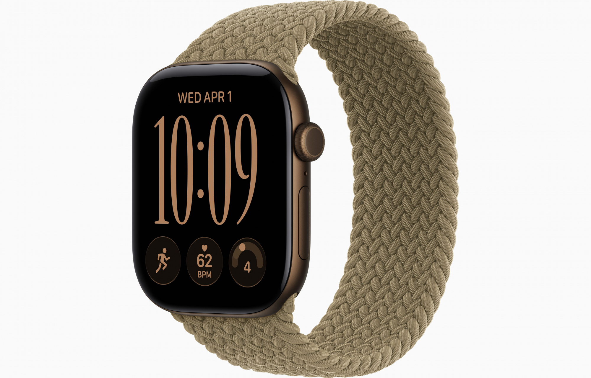 Apple Watch Series 12 (46mm, Dark Bronze, Braided Solo Loop, Olive, One Size)