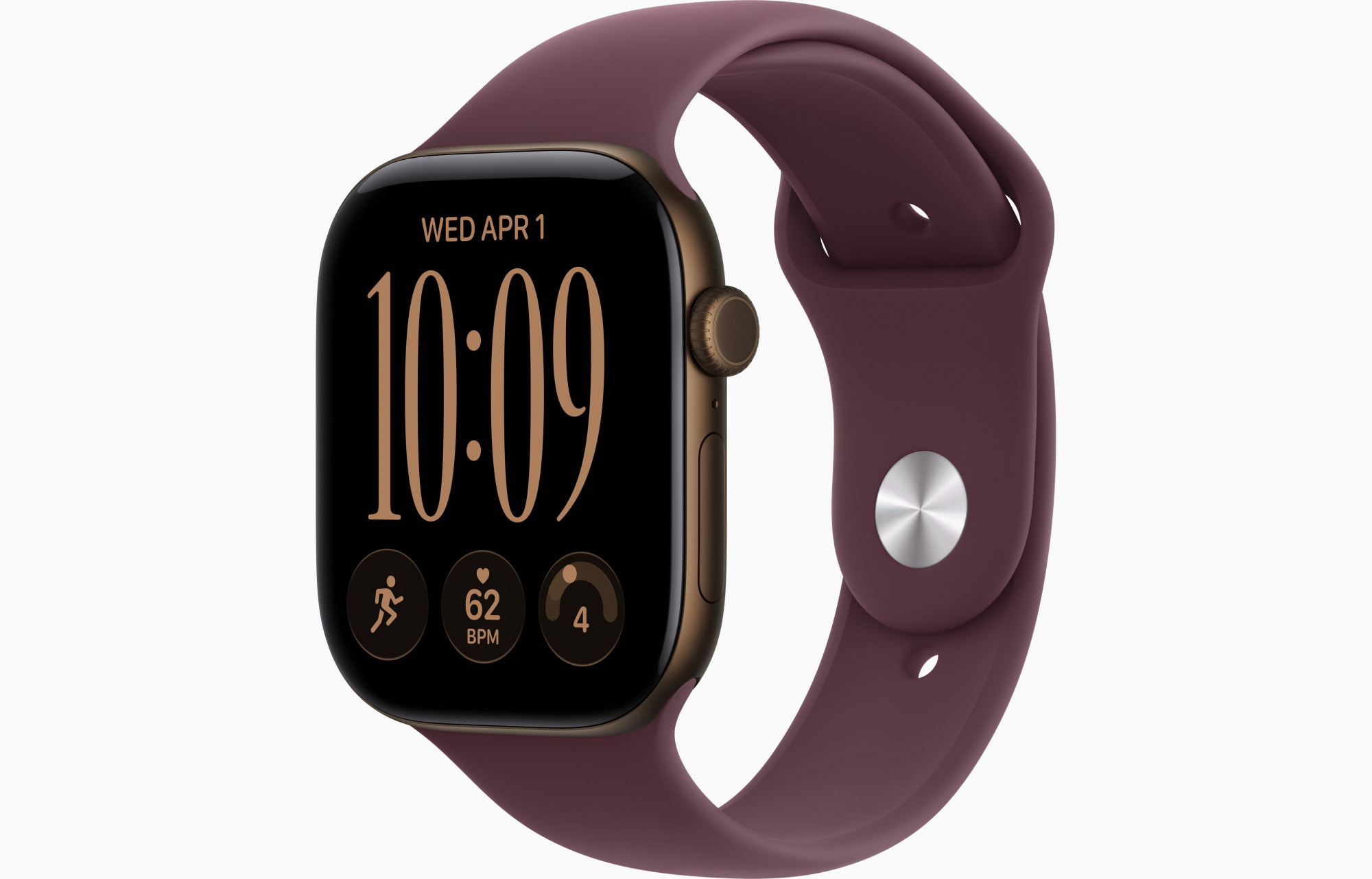 Apple Watch Series 12 (46mm, Dark Bronze, Sport Band, Burgundy, S/M)