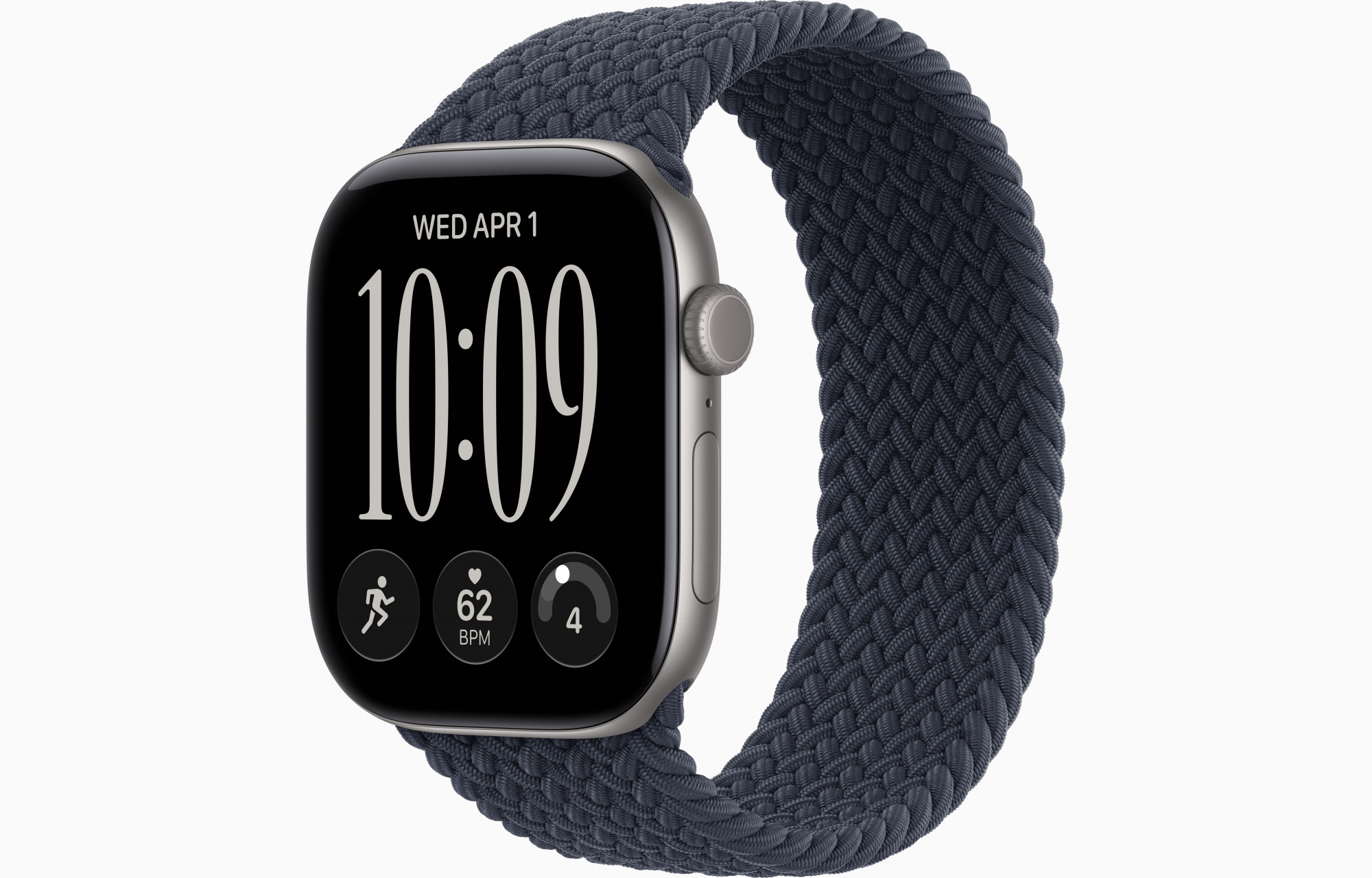 Apple Watch Series 12 (46mm, Space Gray, Braided Solo Loop, Navy Blue, One Size)