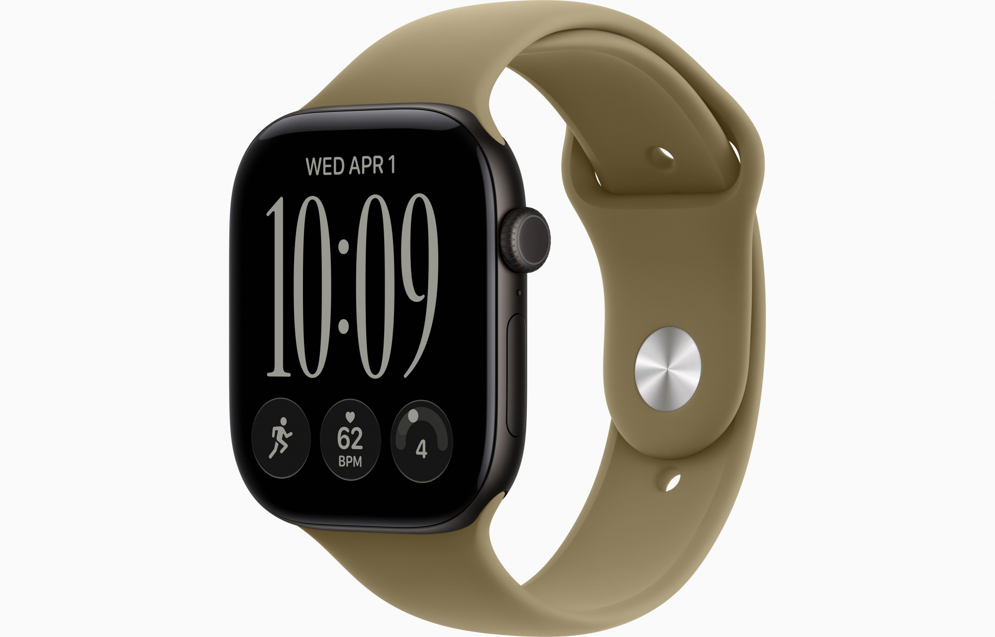 Apple Watch Series 12 (46mm, Black, Sport Band, Olive, M/L)