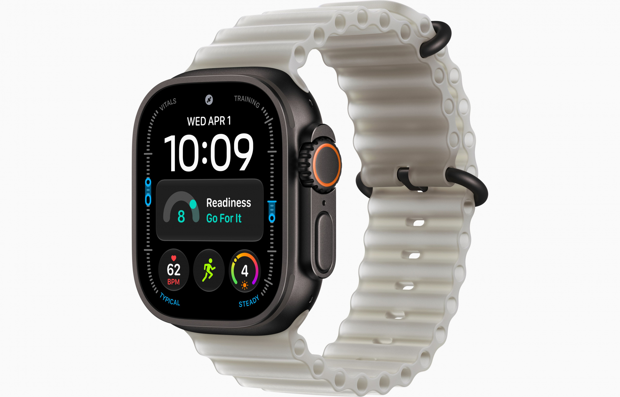 Apple Watch Ultra 4 (49mm, Black Titanium, Ocean Band, Translucent Gray, One Size)