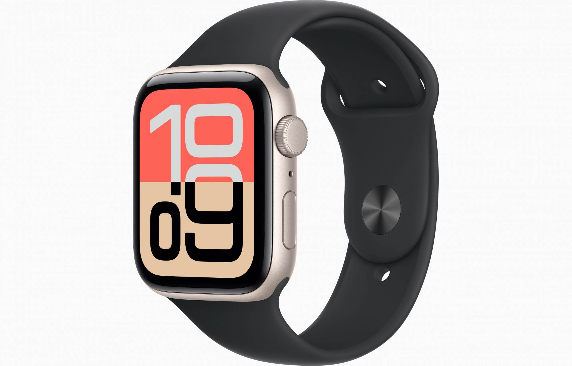 Apple Watch SE3  (44mm, Starlight, Sport Band, Black, S/M)