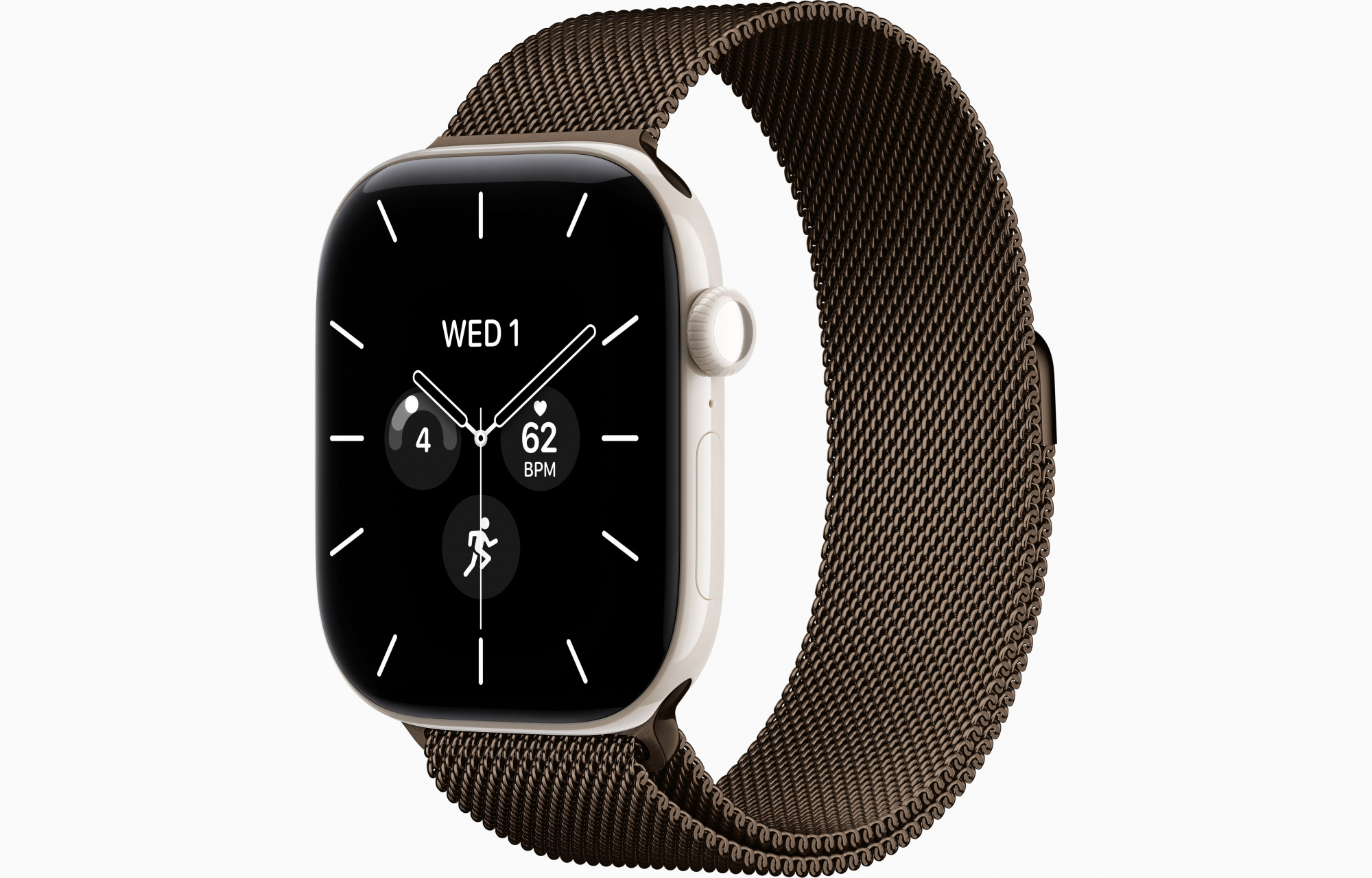 Apple Watch Series 12 (46mm, Pearl White, Milanese Loop, Dark Bronze, S/M)