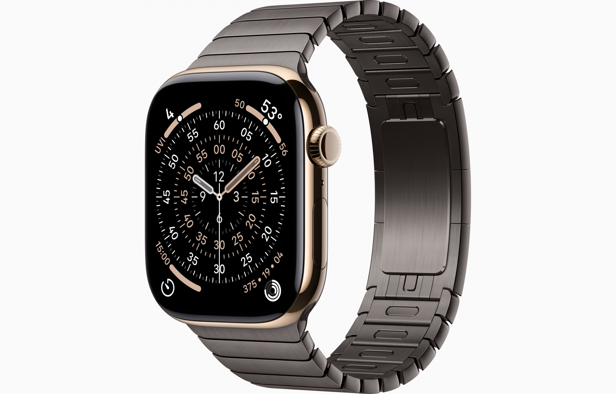 Apple Watch Series 11 (42mm, Gold Titanium, Link Bracelet, Slate, M/L)