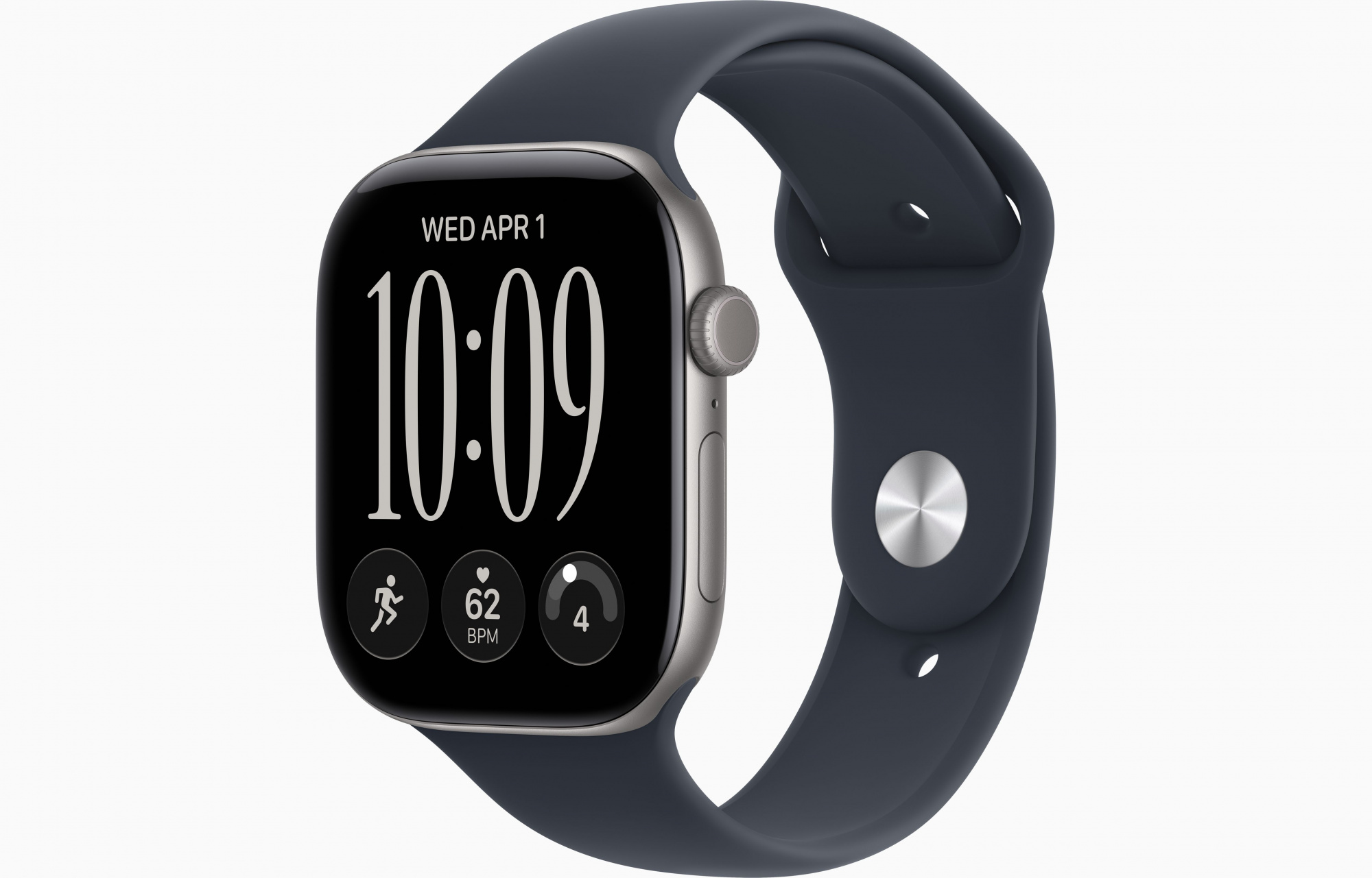 Apple Watch Series 12 (46mm, Space Gray, Sport Band, Navy Blue, S/M)