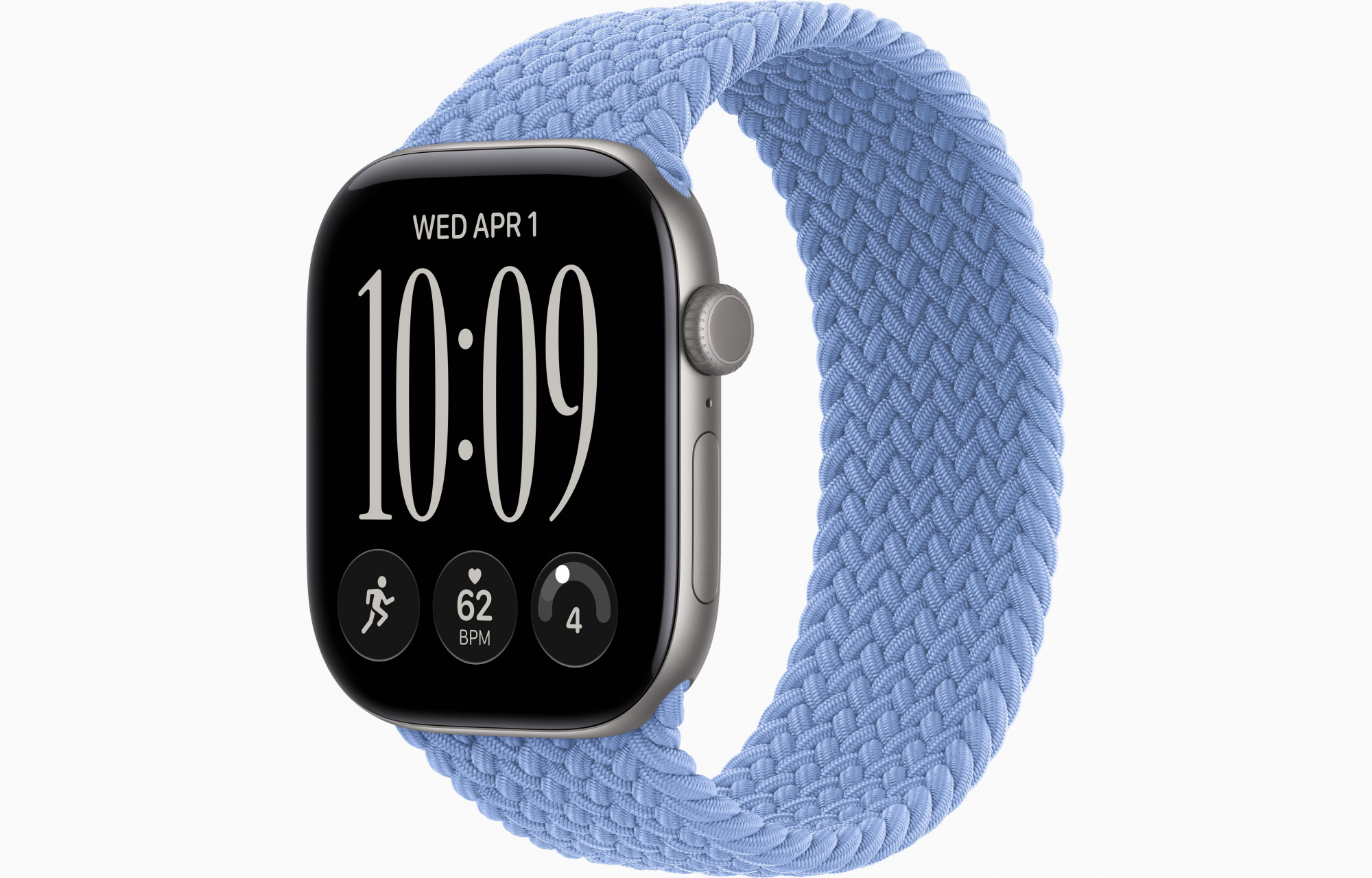 Apple Watch Series 12 (46mm, Space Gray, Braided Solo Loop, Wildflower Blue, One Size)