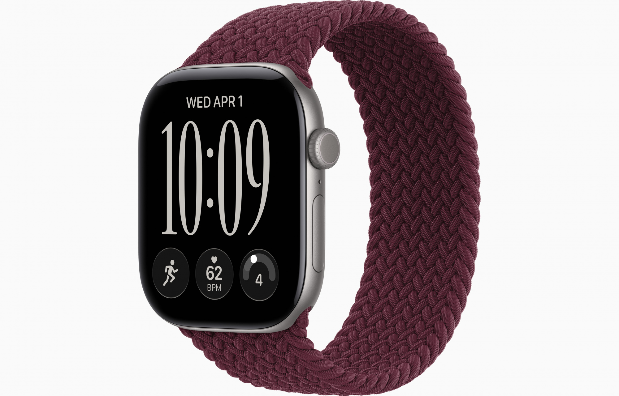 Apple Watch Series 12 (46mm, Space Gray, Braided Solo Loop, Burgundy, One Size)