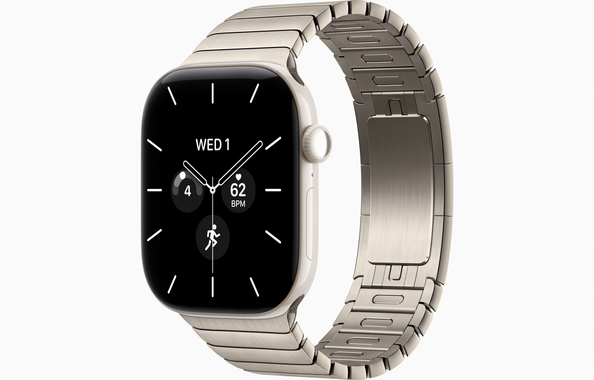 Apple Watch Series 12 (46mm, Pearl White, Link Bracelet, Natural, One Size)