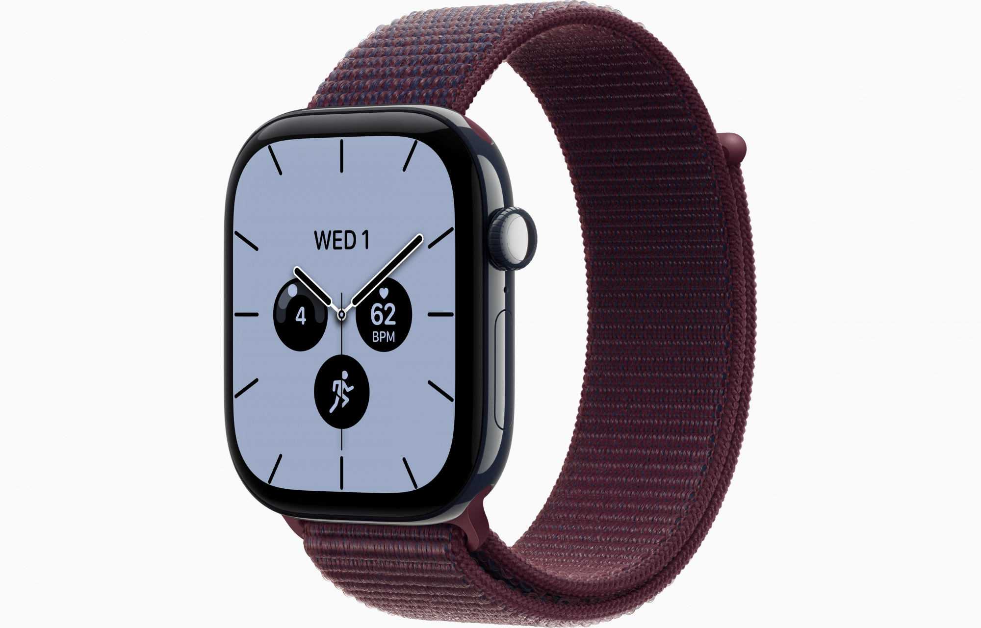 Apple Watch Series 12 (46mm, Night Blue, Sport Loop, Burgundy, One Size)